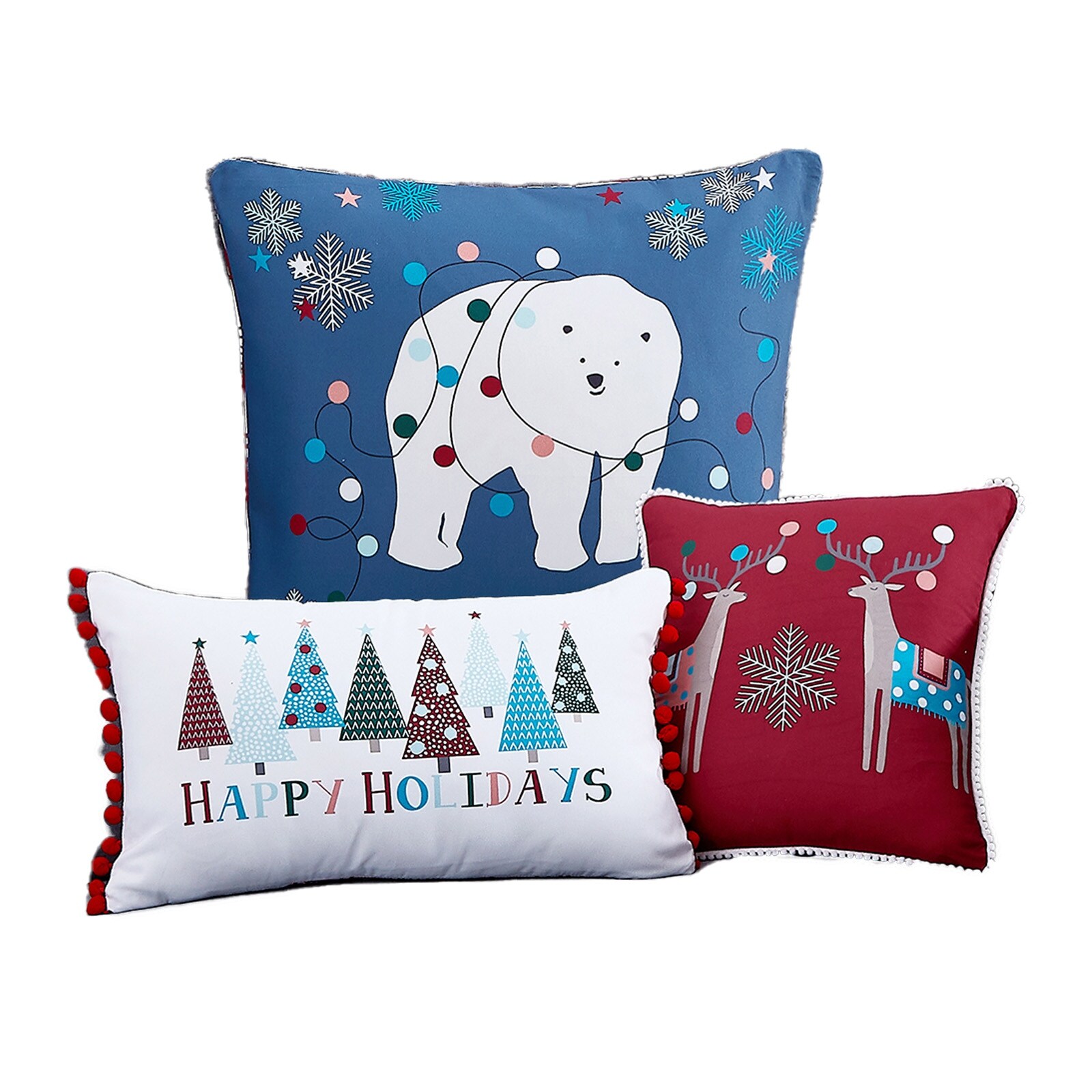 Winter Wonderland Holiday Collection 3-Piece Throw Pillows