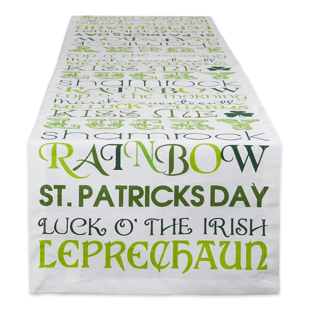 9' White and Green St Patrick's Day Table Runner