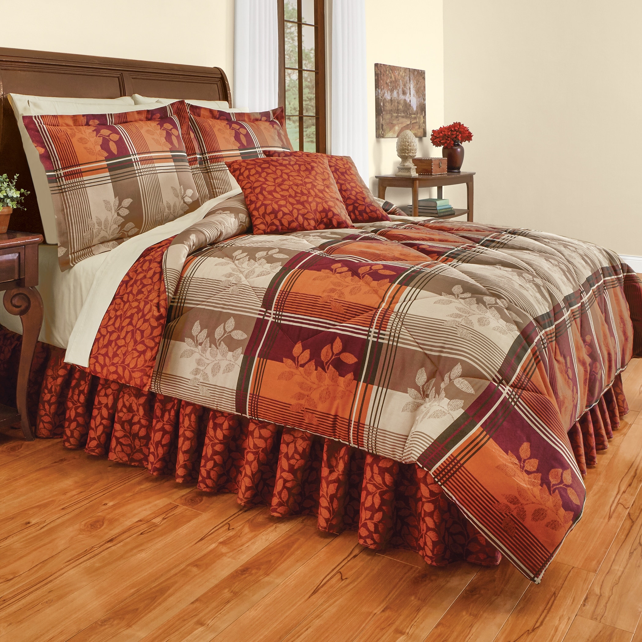 6-Piece Worthington Leaf Accent Reversible Comforter Set - Multi - Twin