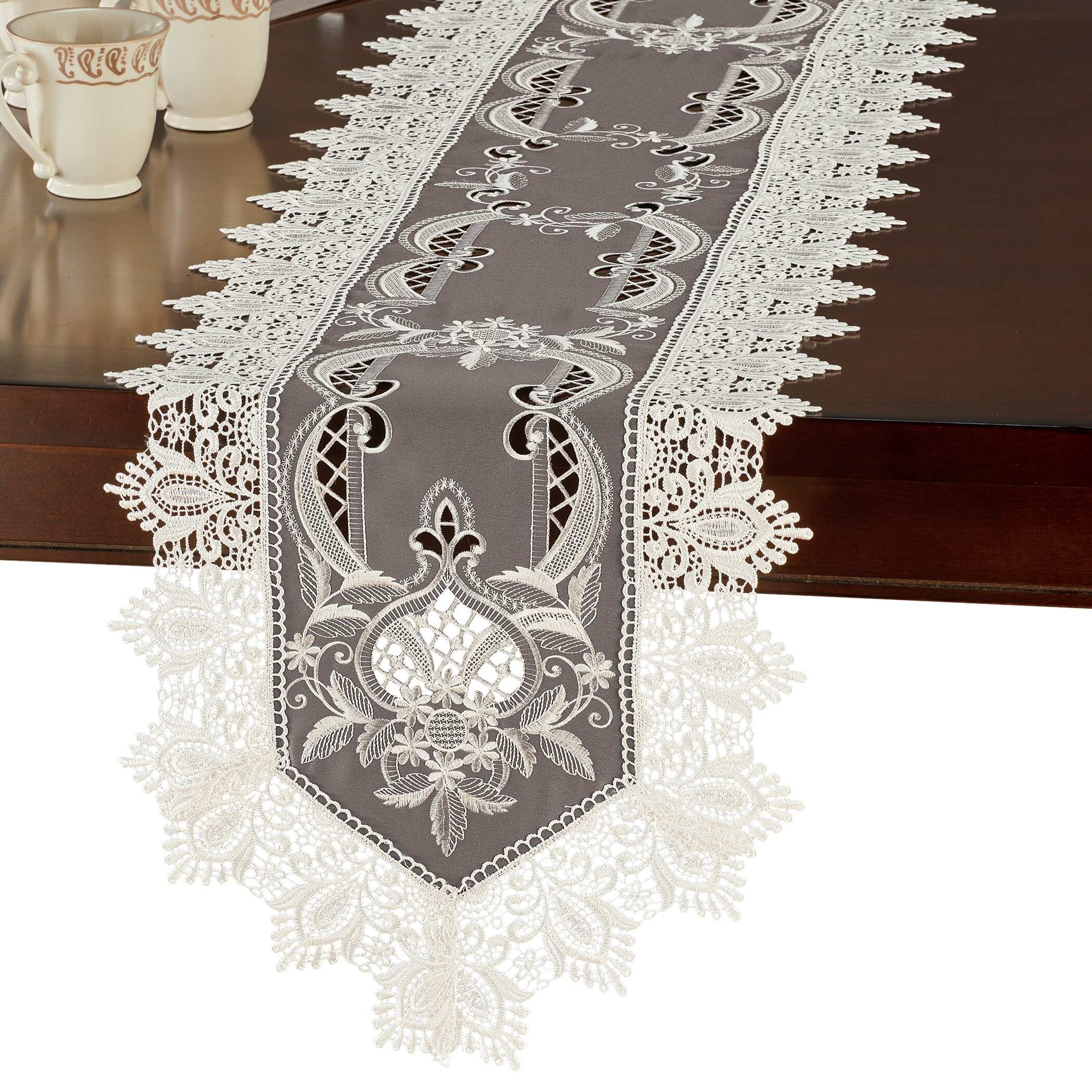 Dainty Lace Border Embroidered Table Linens - Square
