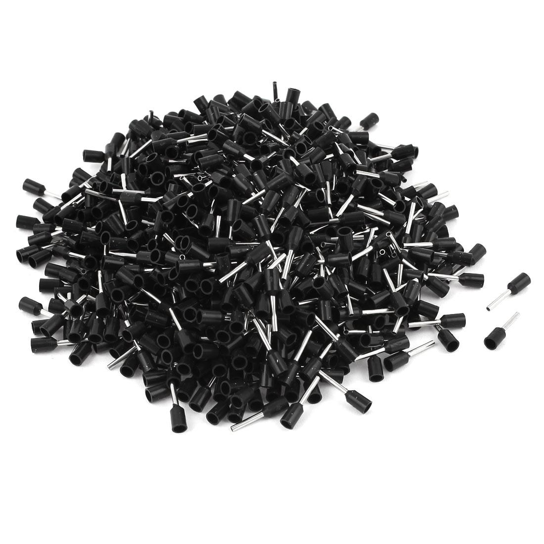 1000Pcs Black Wire Crimp Connector Insulated Ferrule Pin Cord End Terminal AWG22 - Black, Silver Tone
