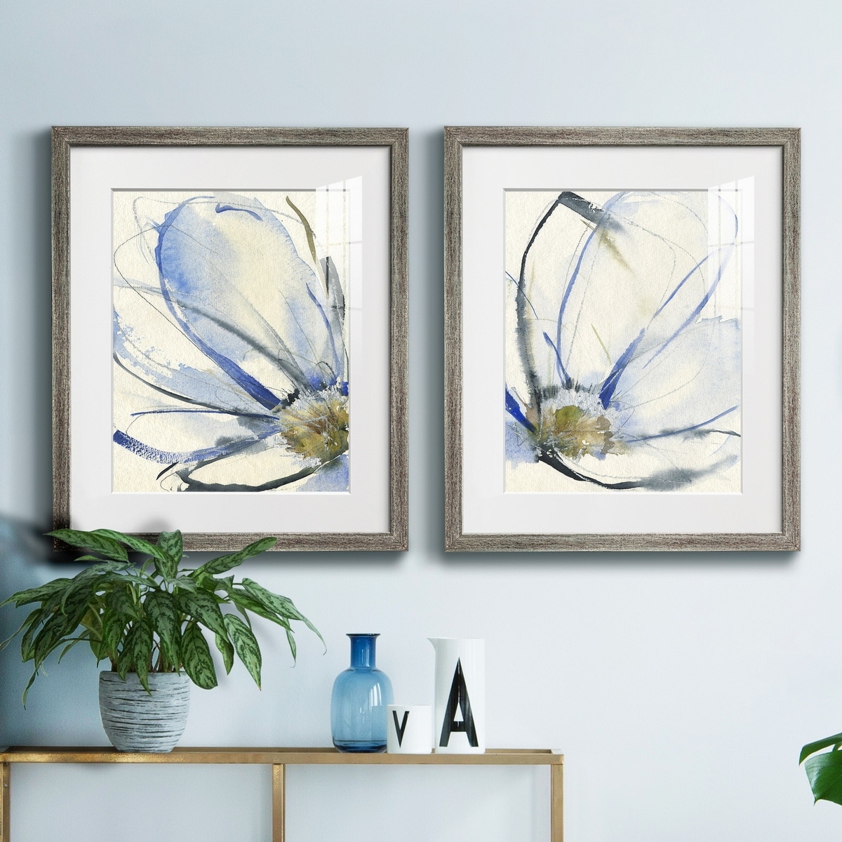Cobalt & Paynes Petals I Premium Framed Print - Ready to Hang