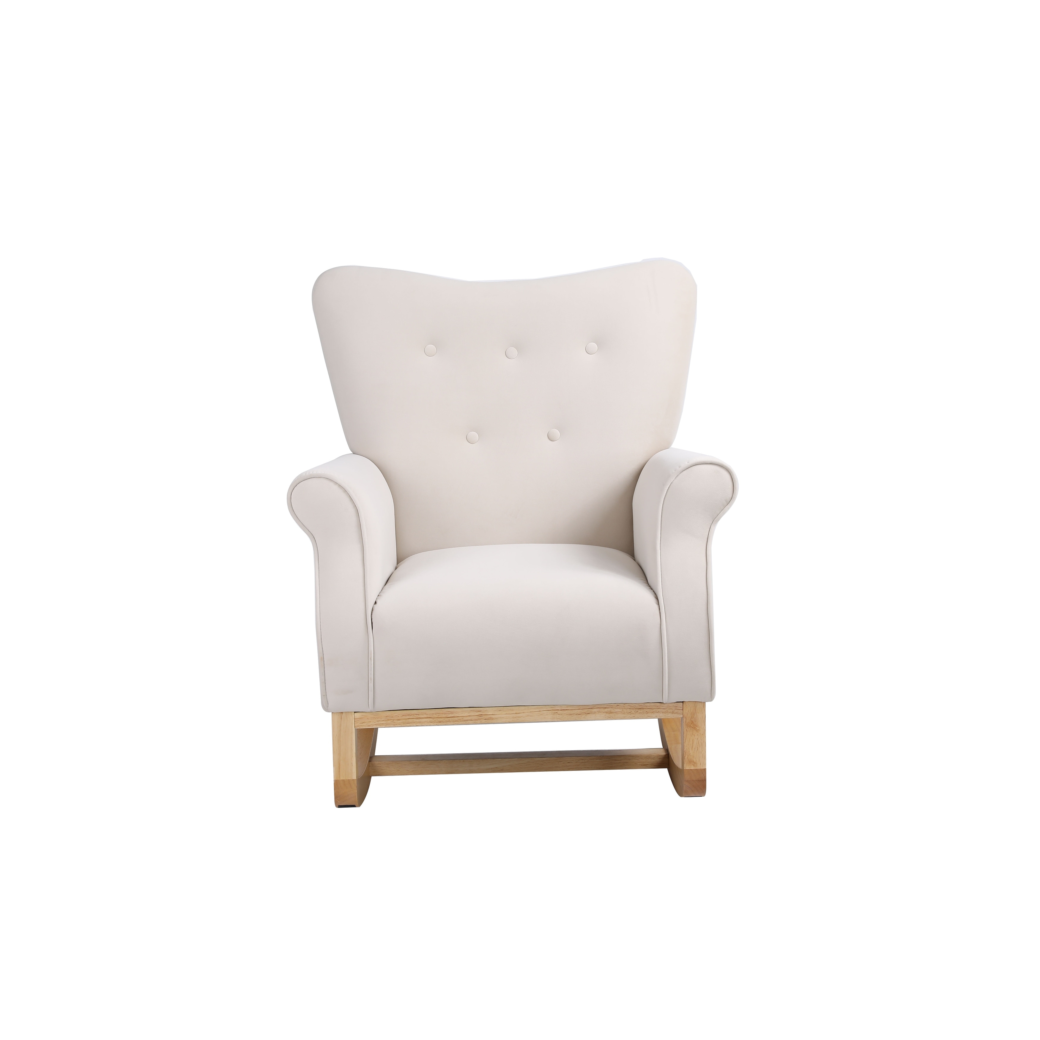 Mid Century velvet Fabric Rocker Chair with Wood Legs and for Livingroom Bedroom
