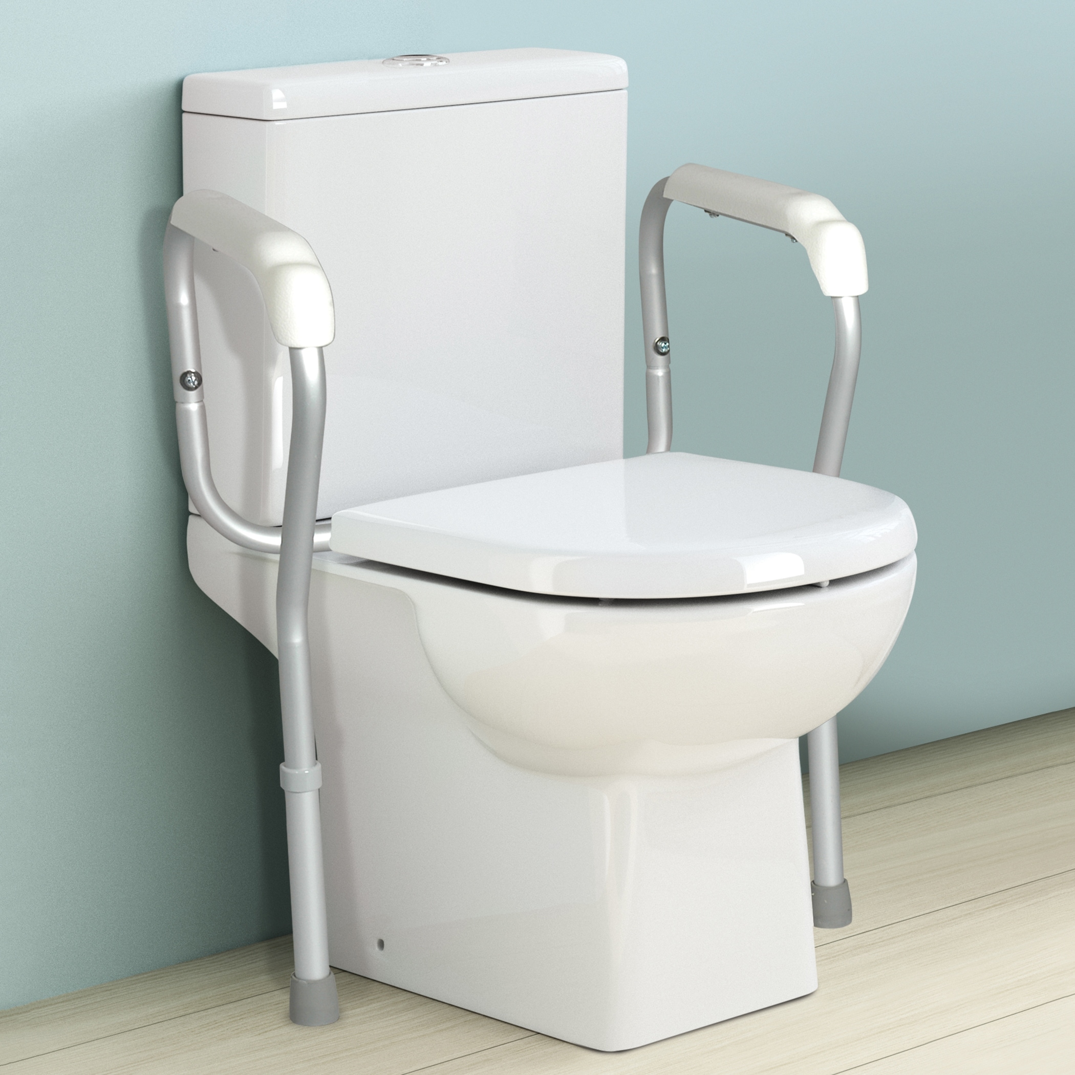 Sturdy Toilet Safety Frame with Height Adjustable Handles - 21.500 x 15.000 x 13.500