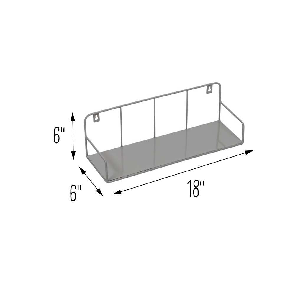 Grey Steel Modern Floating Wall Shelf