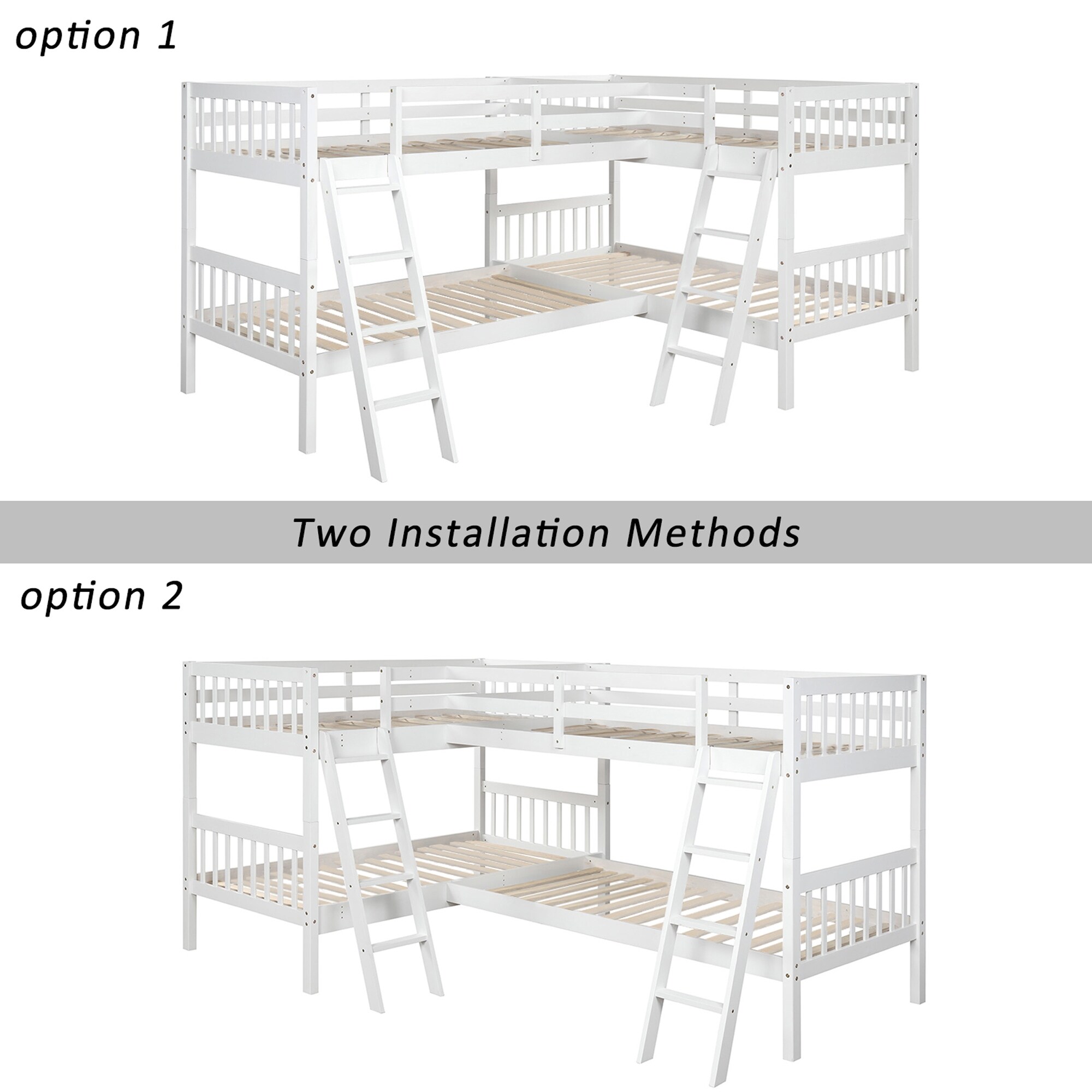L-Shaped Bunk Bed with Ladder