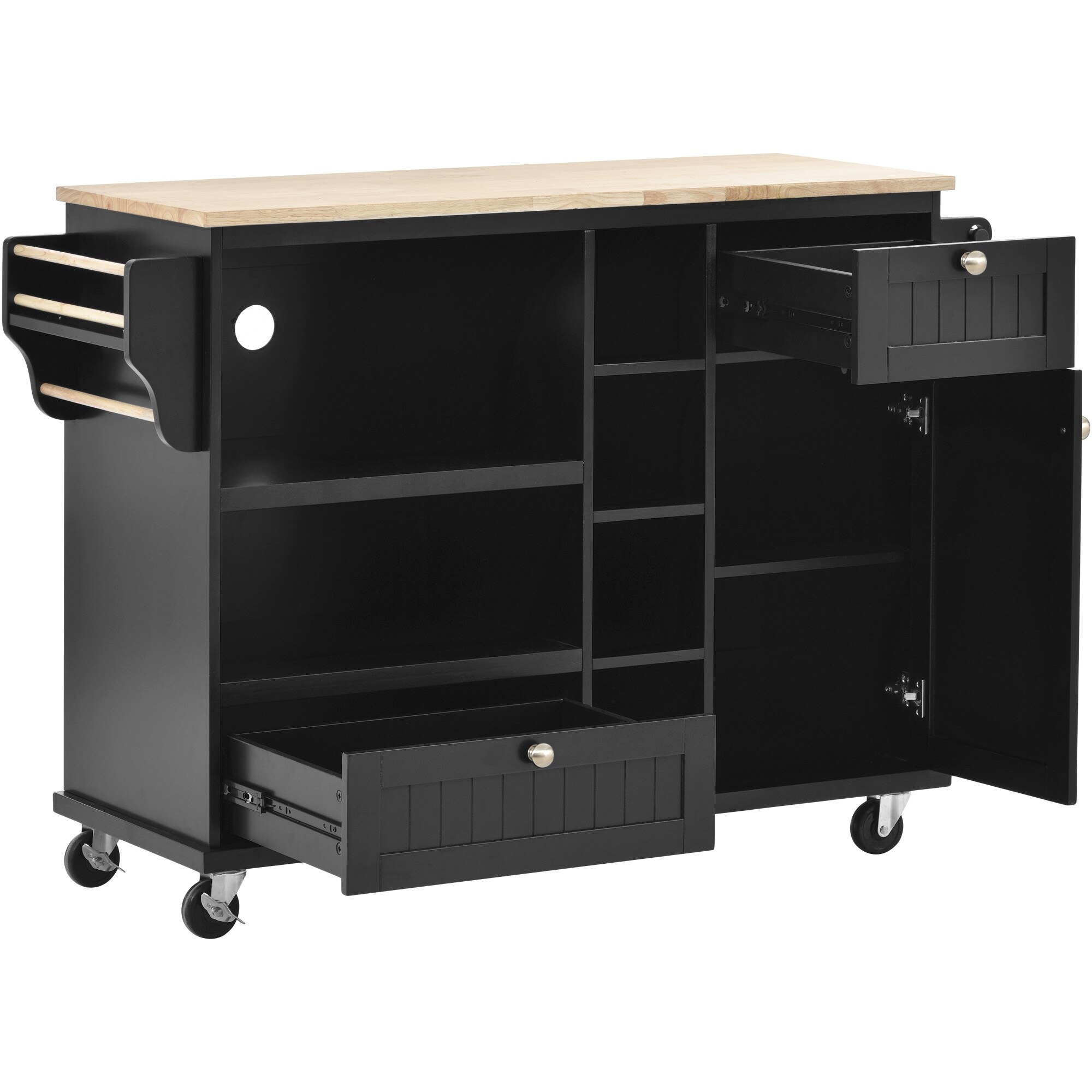 Kitchen Island Cart with Storage Cabinet and Microwave Cabinet & Sideboard