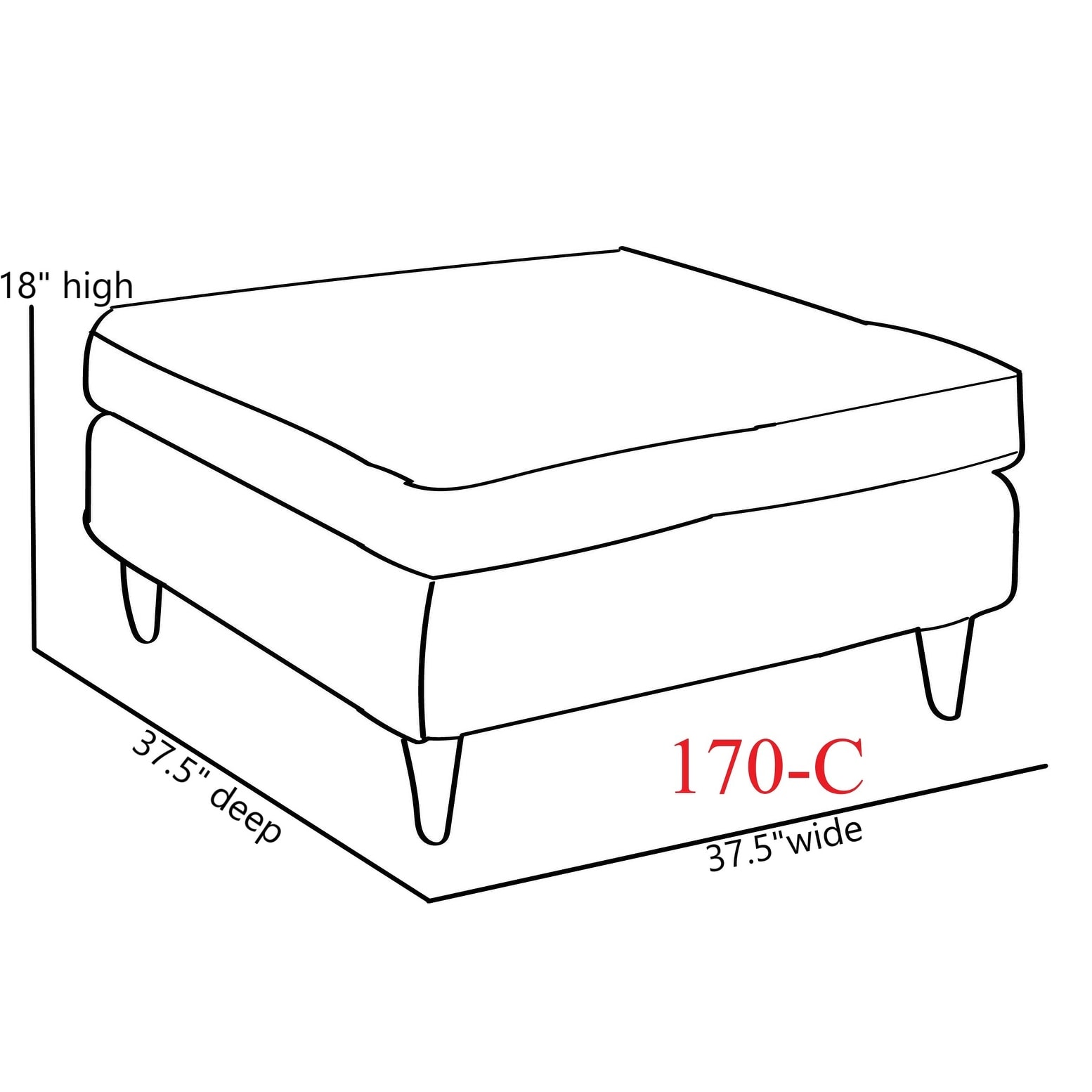 Pfeiffer Canyon 38" Square Padded Cocktail Ottoman