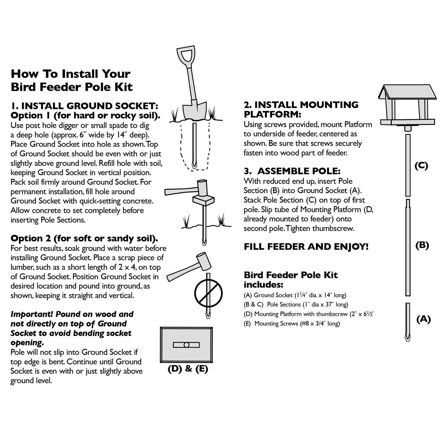 Woodlink 25276 HDPOLE 3 Pc 72" Bird Feeder Birdhouse Mounting Pole Kit (2 Pack) - 3.56