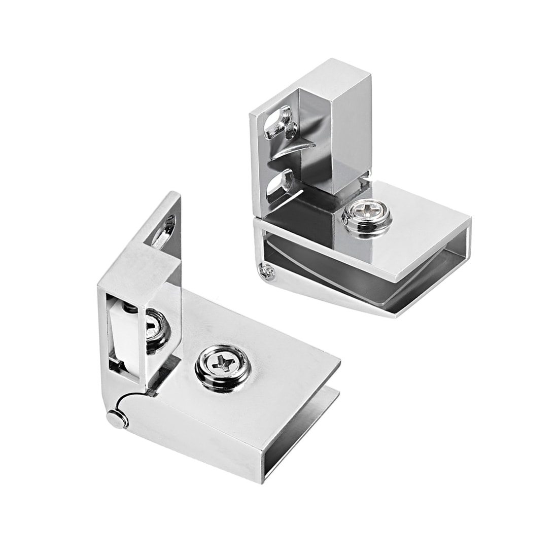 Glass Door Cabinet Door Hinge Glass Clamp,for 3-5mm Glass Thickness 2Pair - Silver - Type 1, 2 Pair