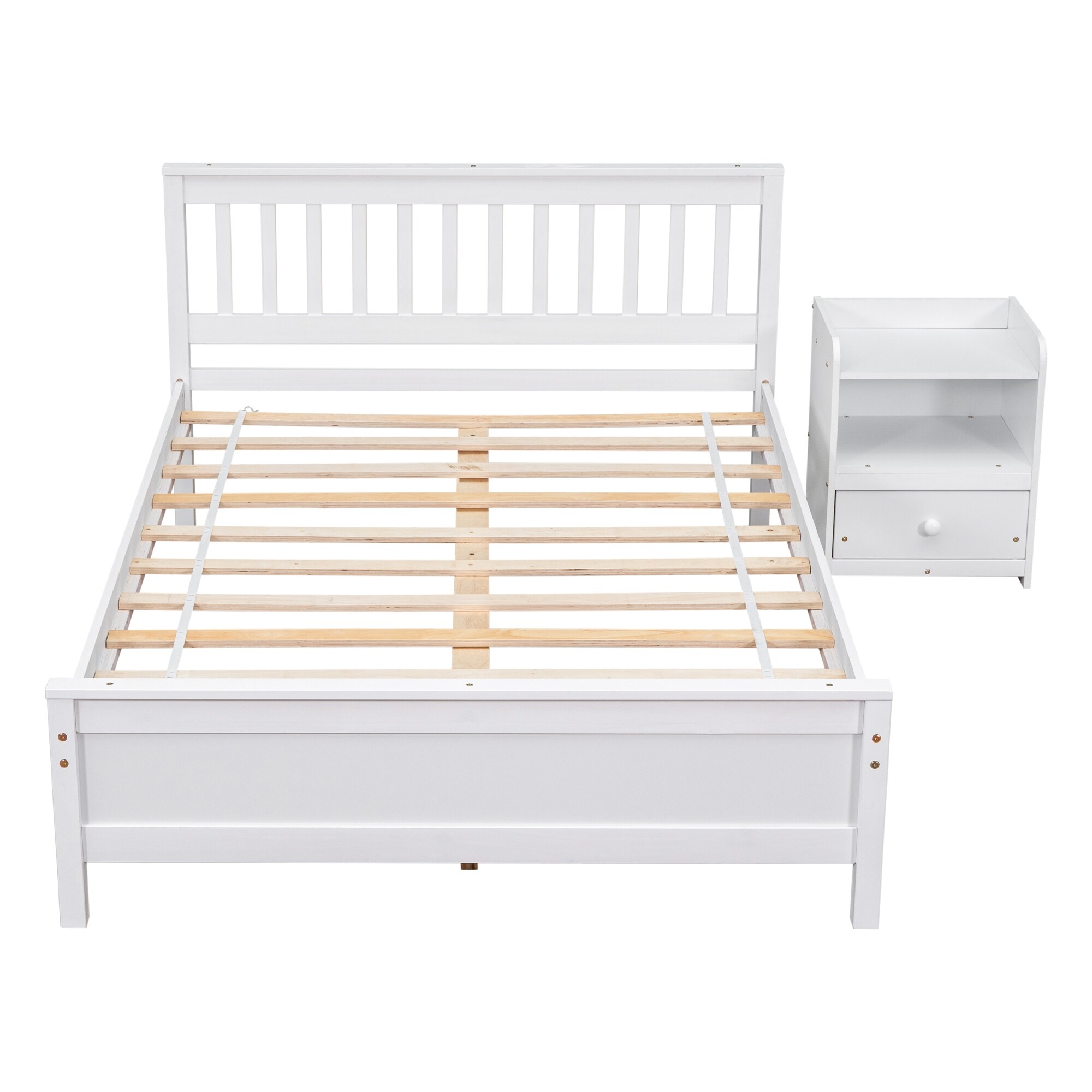Full Bed with Headboard and Footboard with a Nightstand - Grey