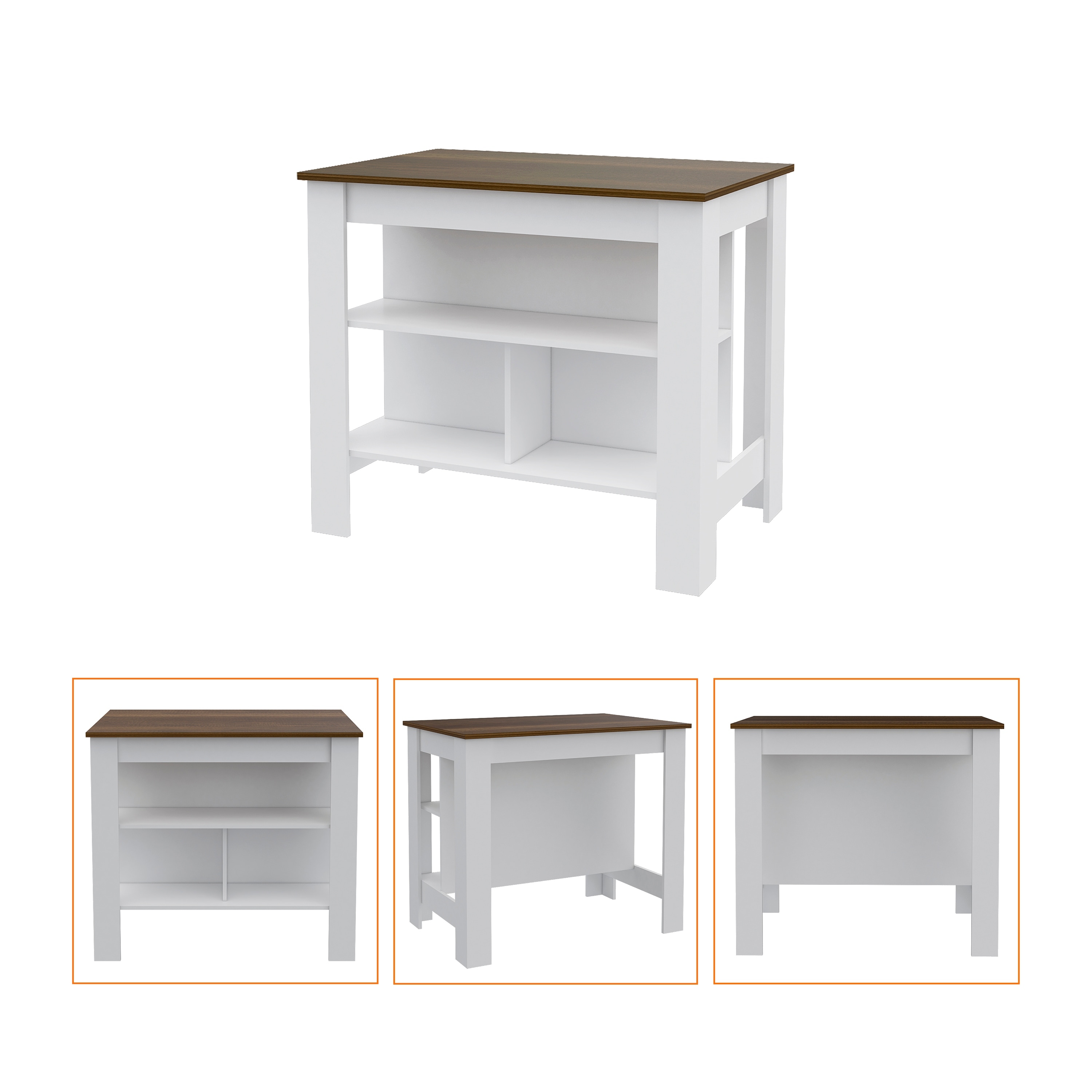 FM Furniture Caledon 2 Piece Kitchen Set, Brooklyn Kitchen Island and Sitka Wall Cabinet