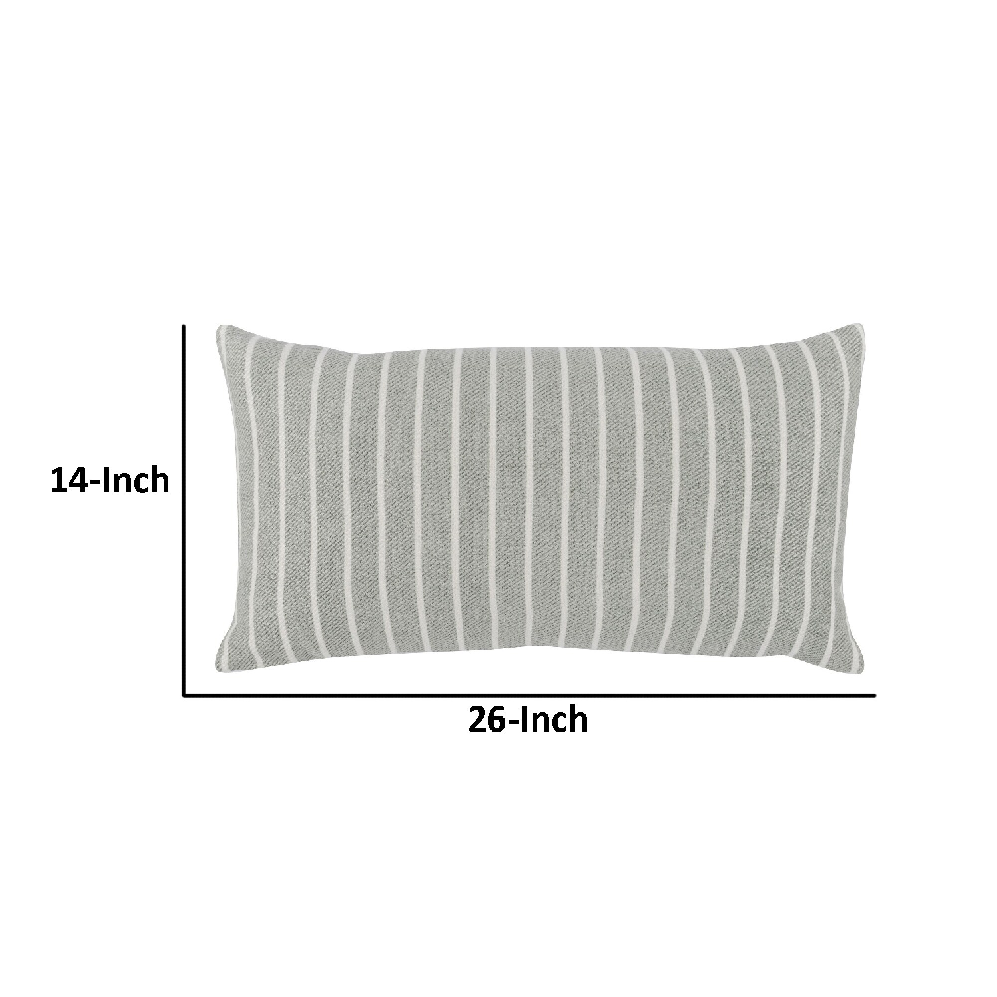 14 x 26 Accent Lumbar Pillow, Down, Striped Pattern, Gray, White Fabric