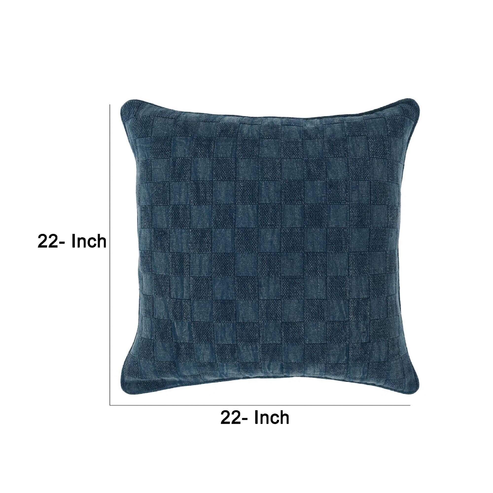 Giana 22 x 22 Square Accent Throw Pillow, Checkered Pattern, Navy Blue