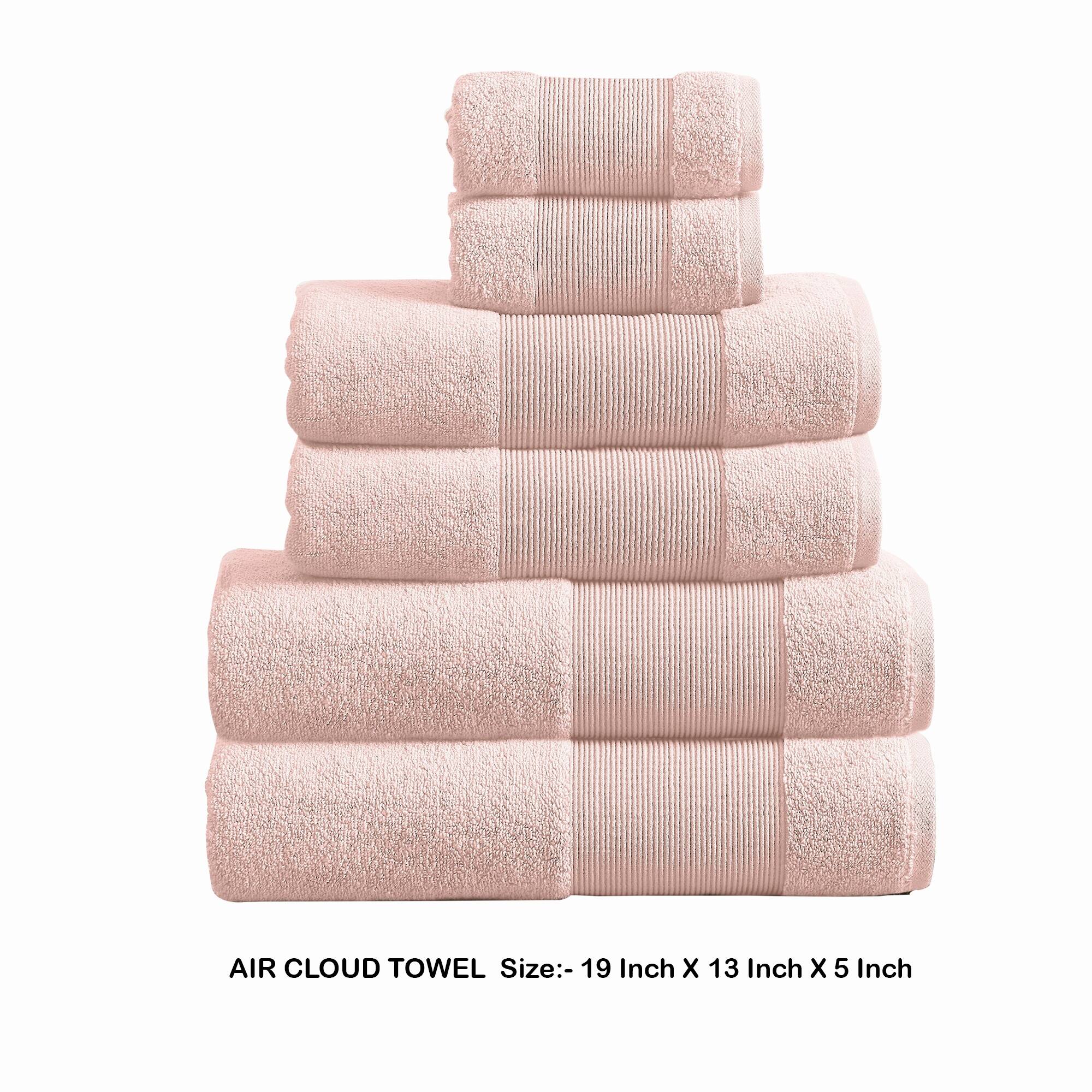 Indy Modern 6 Piece Cotton Towel Set, Softly Textured Design, Peach Blush
