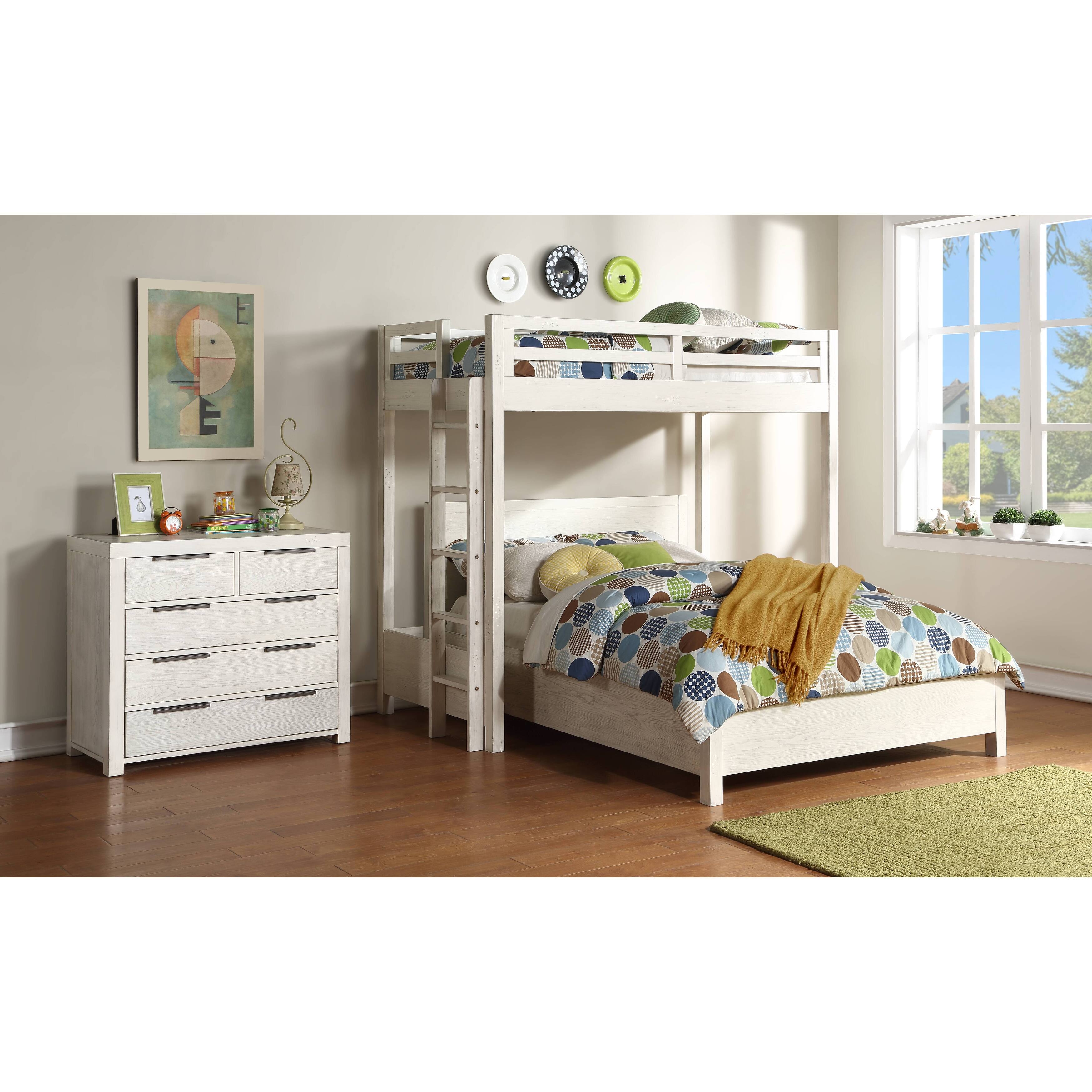 Celerina Twin Loft Bed in Weathered White Finish