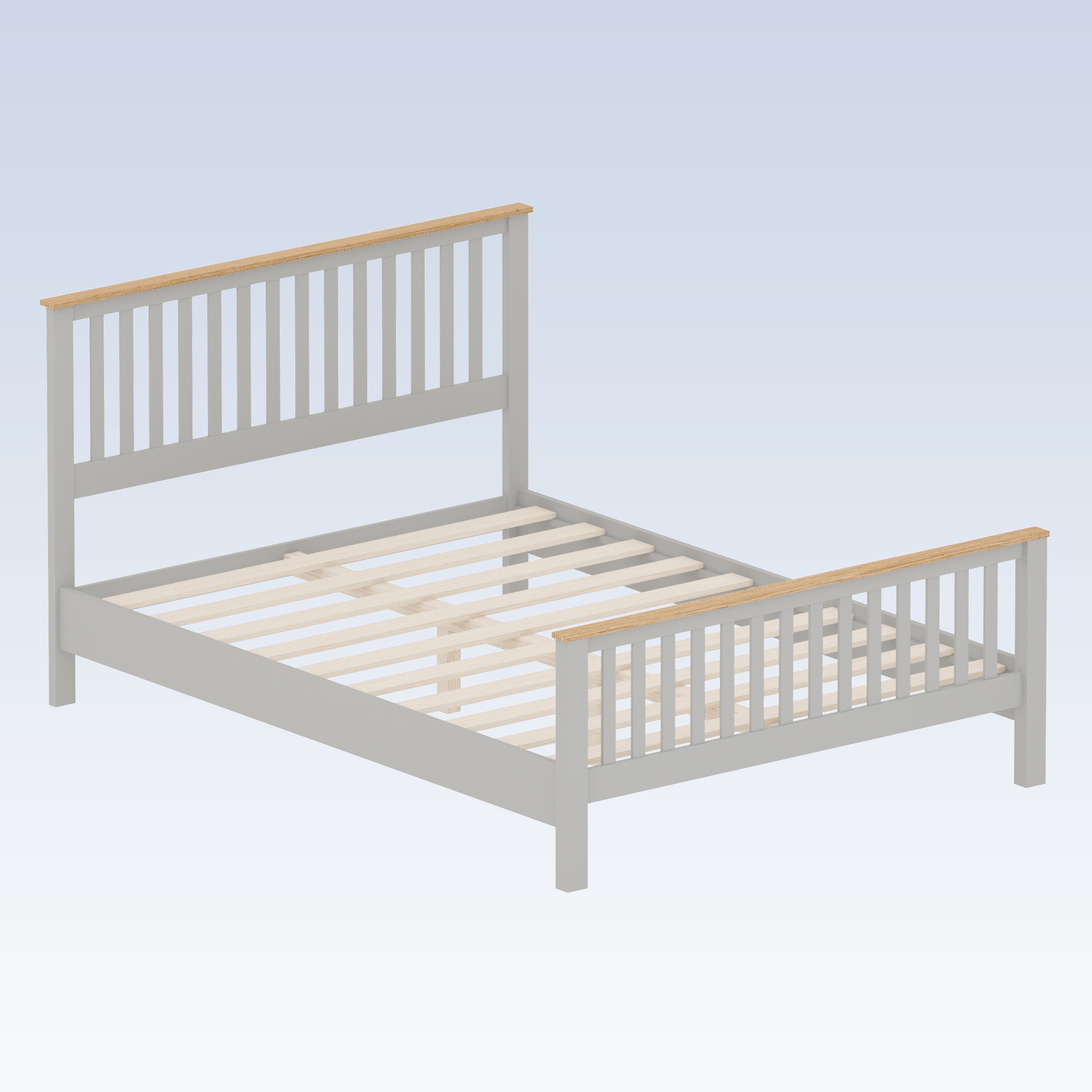 Modern Solid Wood Platform Bed with Oak Top