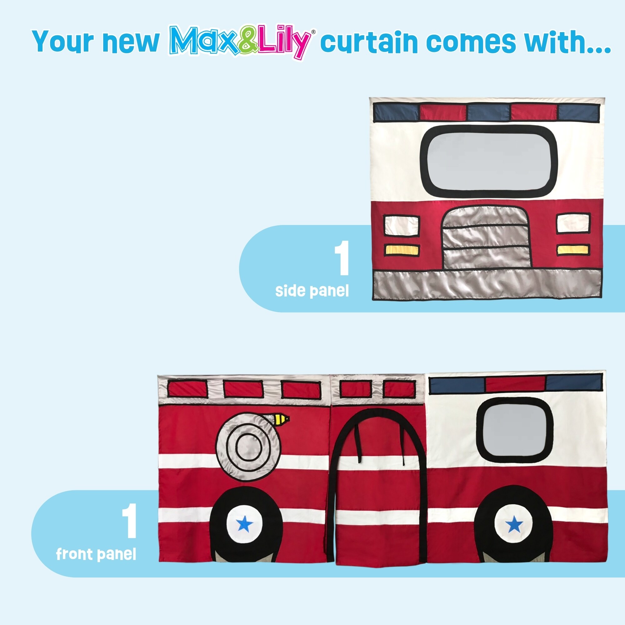 Max and Lily Cotton Underbed Firetruck Curtain