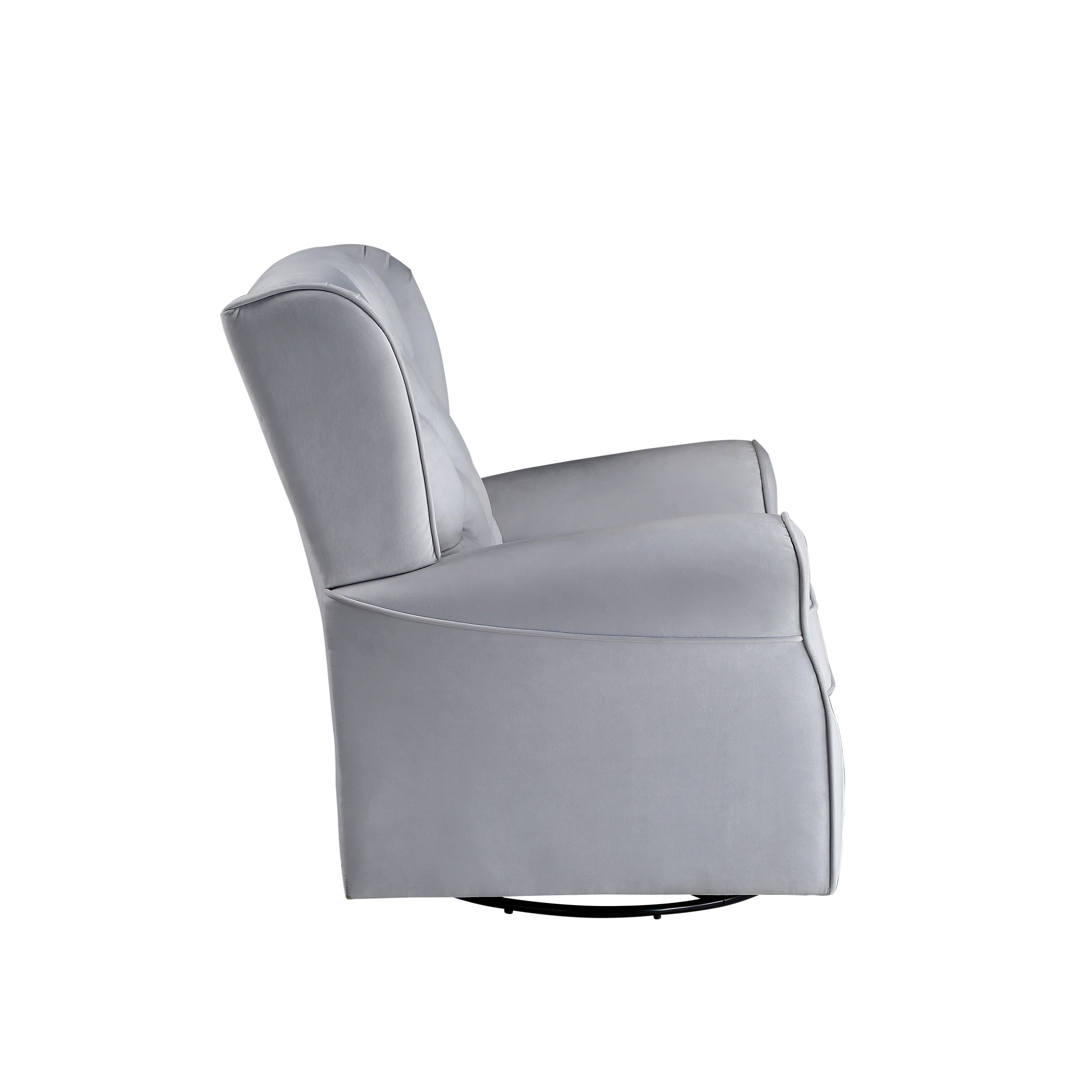 Modern Home Swivel Chair Removable Cushion Cover and Button Tufted on Back Cushion Recliners with Glider & Metal Base Leg
