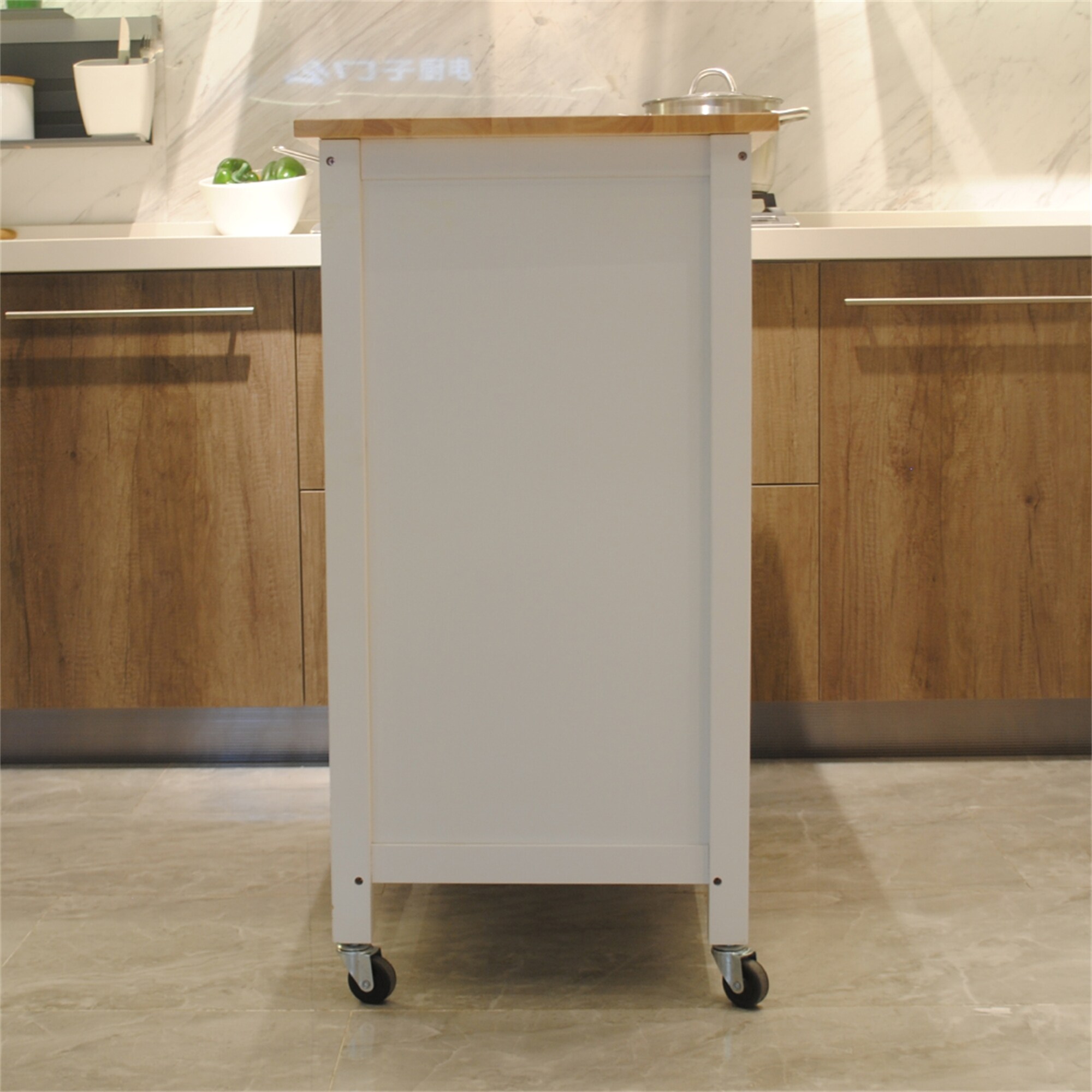 Mobile Kitchen Cart with Lockable Wheels