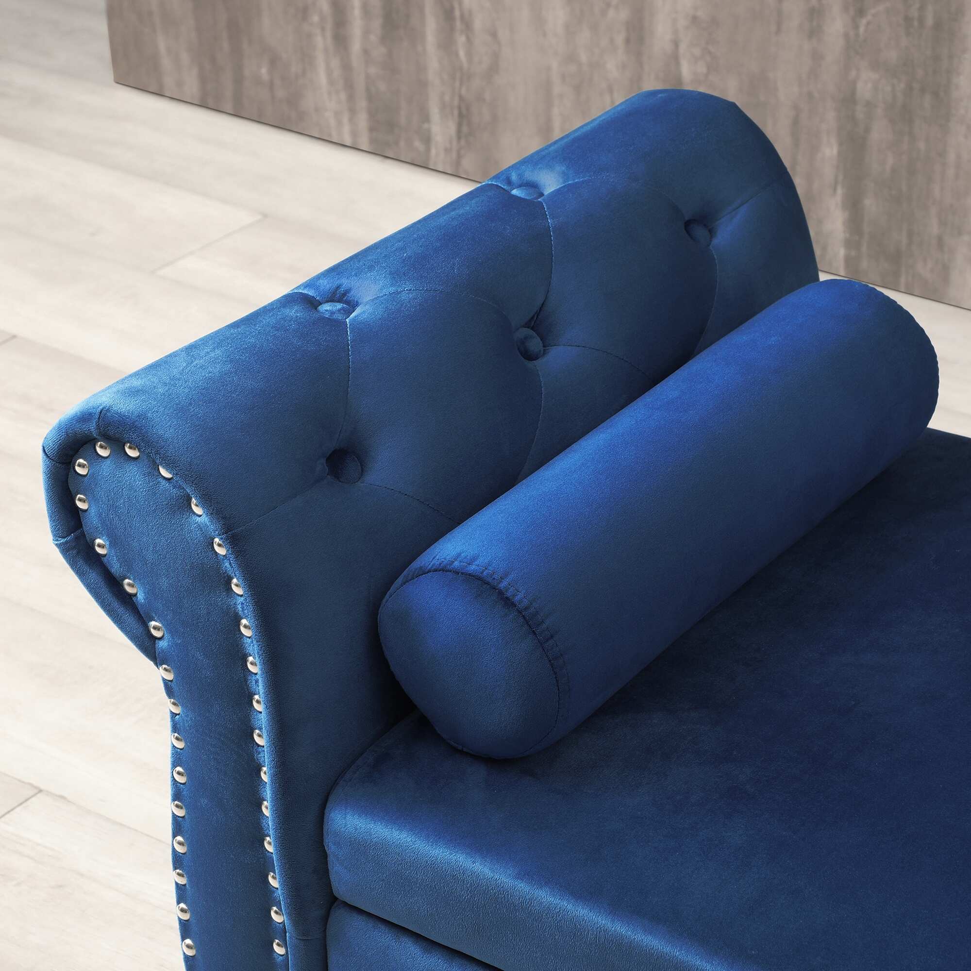 Velvet Multifunctional Storage Bench Rectangular Sofa - Blue