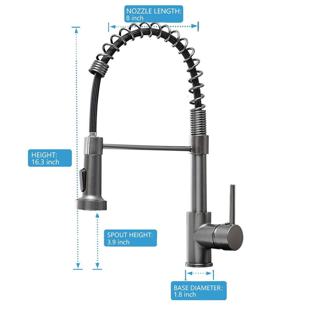 Kitchen Faucet with Pull Down Sprayer - 16.3" x8" x1.8"