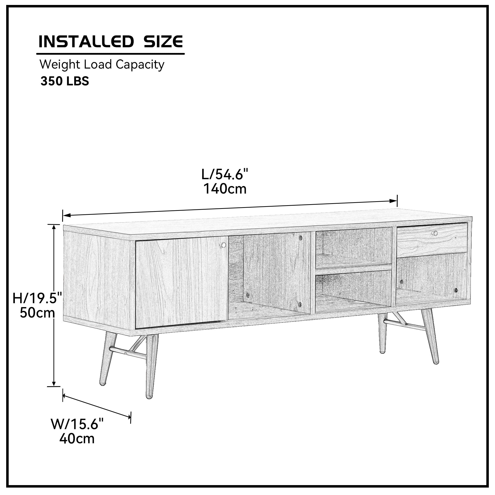 Mid-Century Modern Low Profile Media Console TV Stand