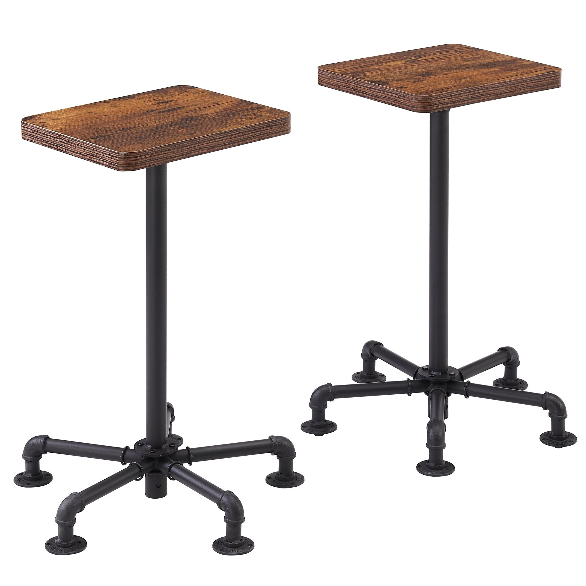 VECELO, Square Dining Chairs Brown Bar stools (Set of 2)