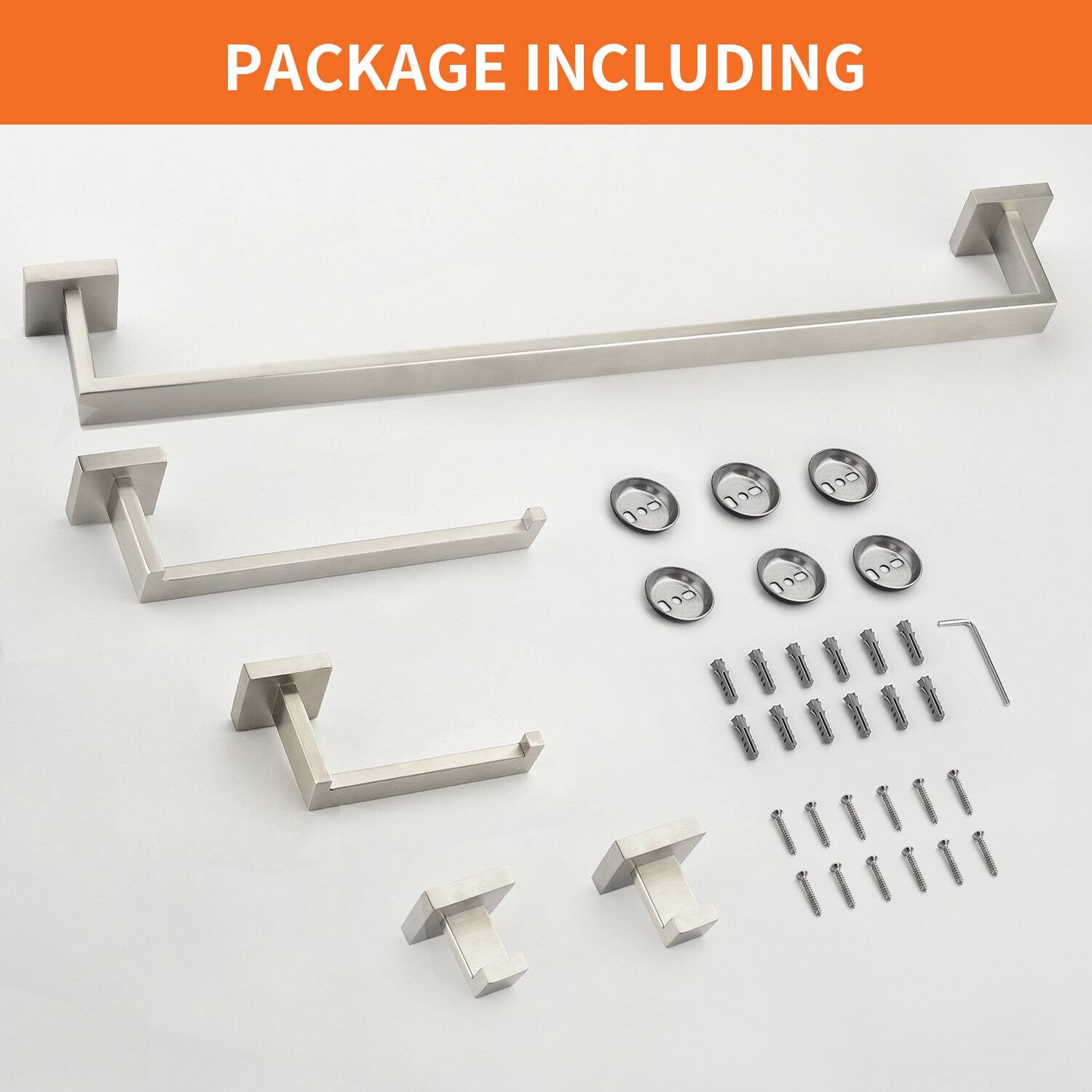 5-Piece Stainless Steel Square Bathroom Hardware Set