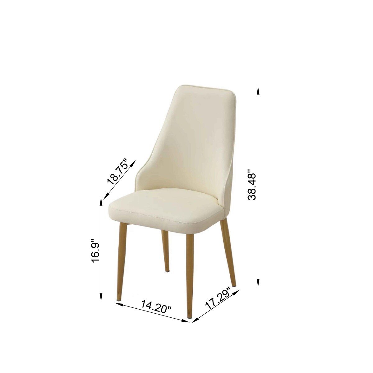 Dining Chair with PU Leather and Metal Legs (Set of 2)