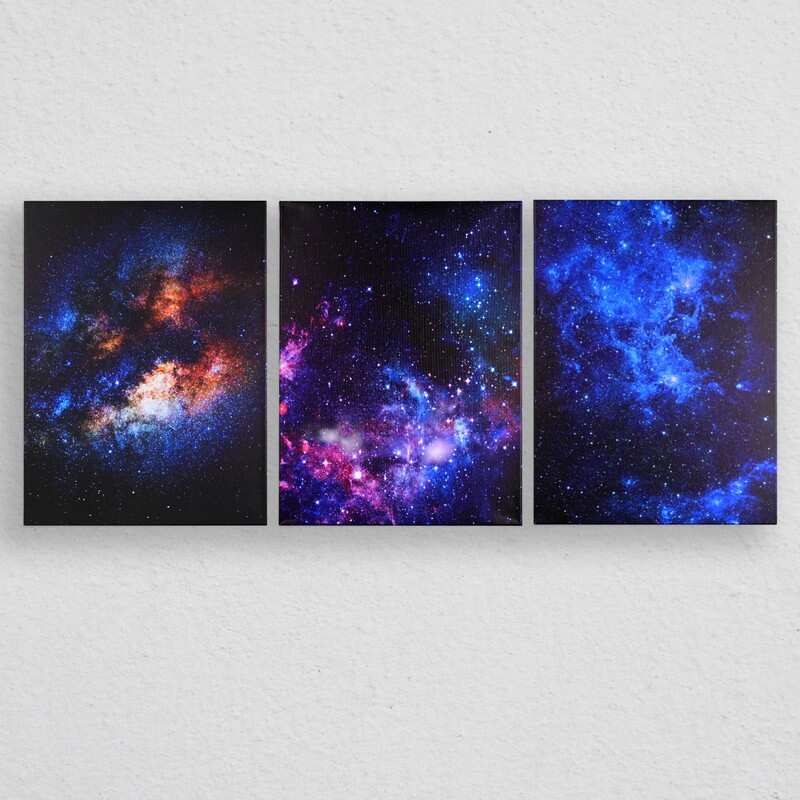 4 Piece Universe Romantic Galaxy Canvas Wall Art Gallery Wrapped