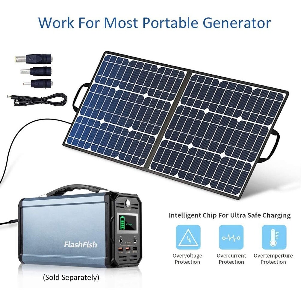 300W Portable Solar Generator Power Station with 50W 18V Solar Panel