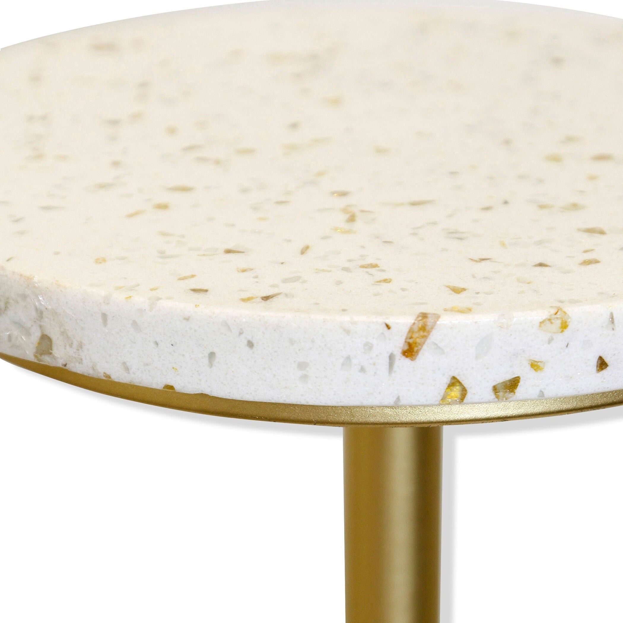 Gold Pedestal - Drinking Table With White and Gold Flaked Top