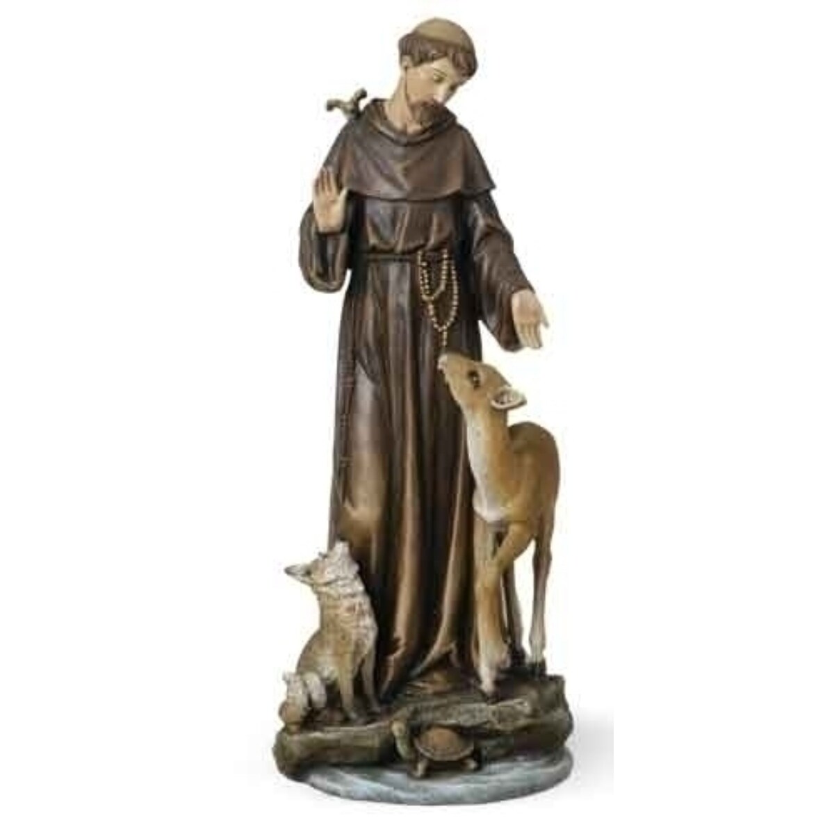 13.75" Brown St Francis with Deer Religious Tabletop Figurine