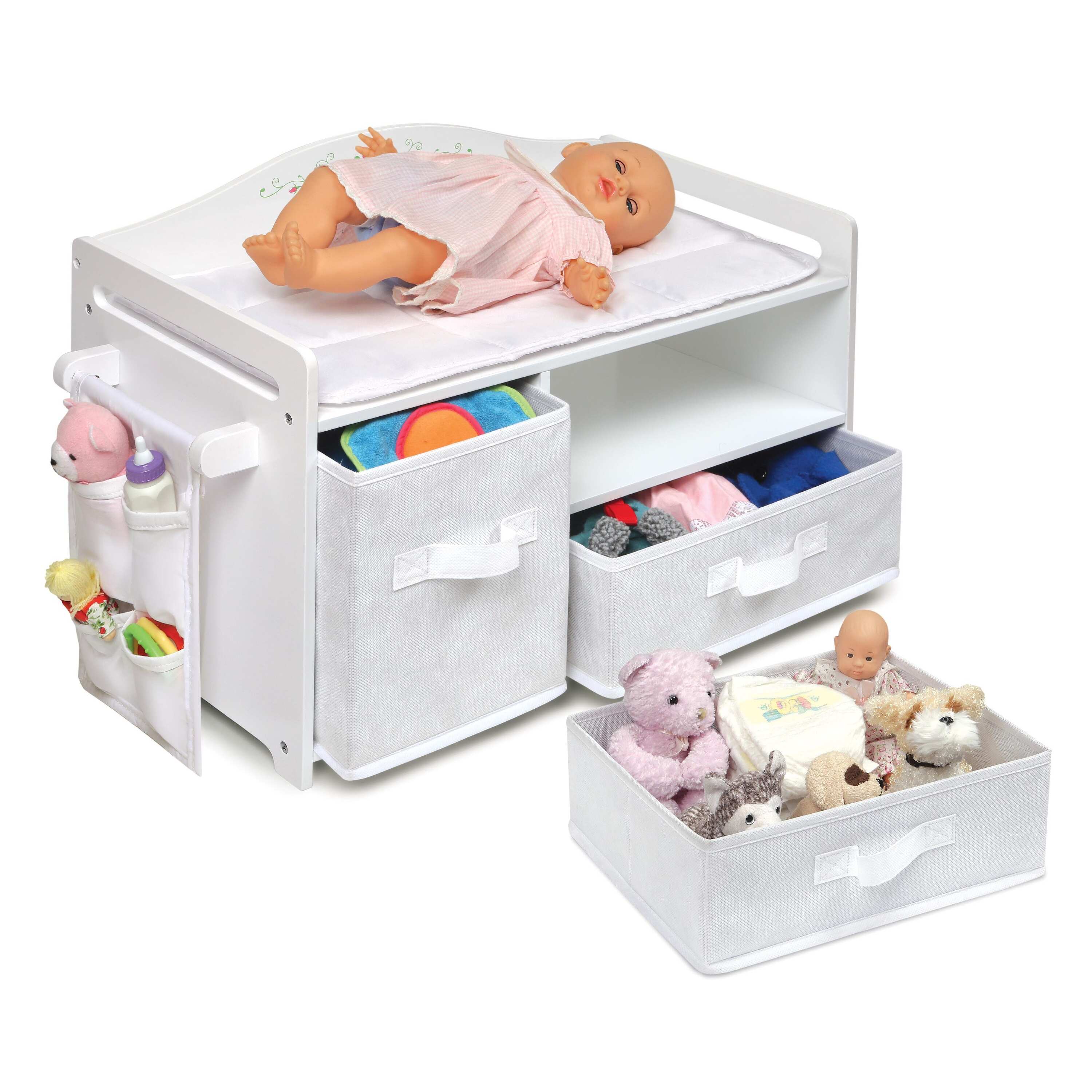 Doll Care Station W Ith Three Baskets And Pocket Organizer -