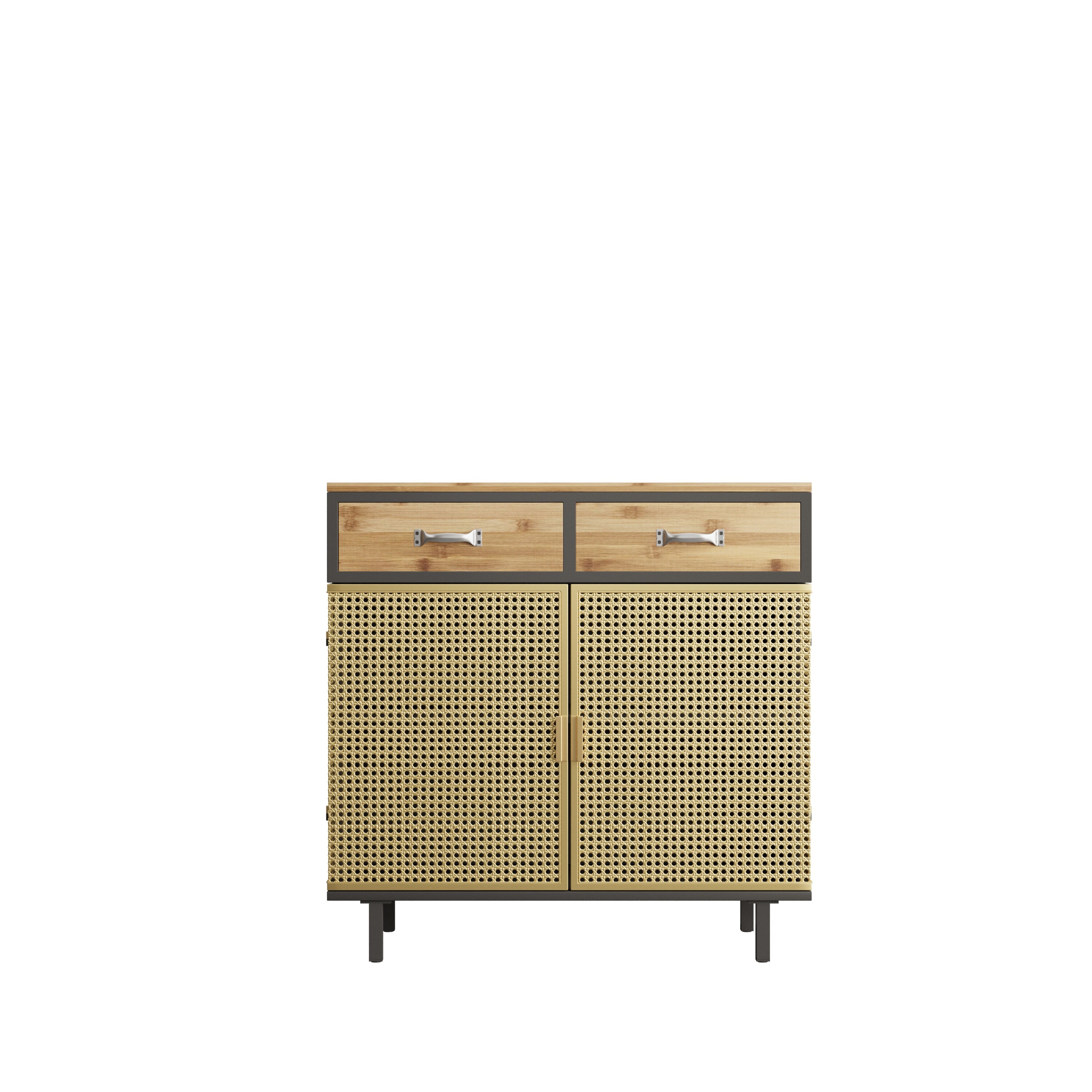 31.5'' Wide 2 Drawer Sideboard, Modern Furniture Decor, Made with Iron and Carbonized Bamboo for Living Room