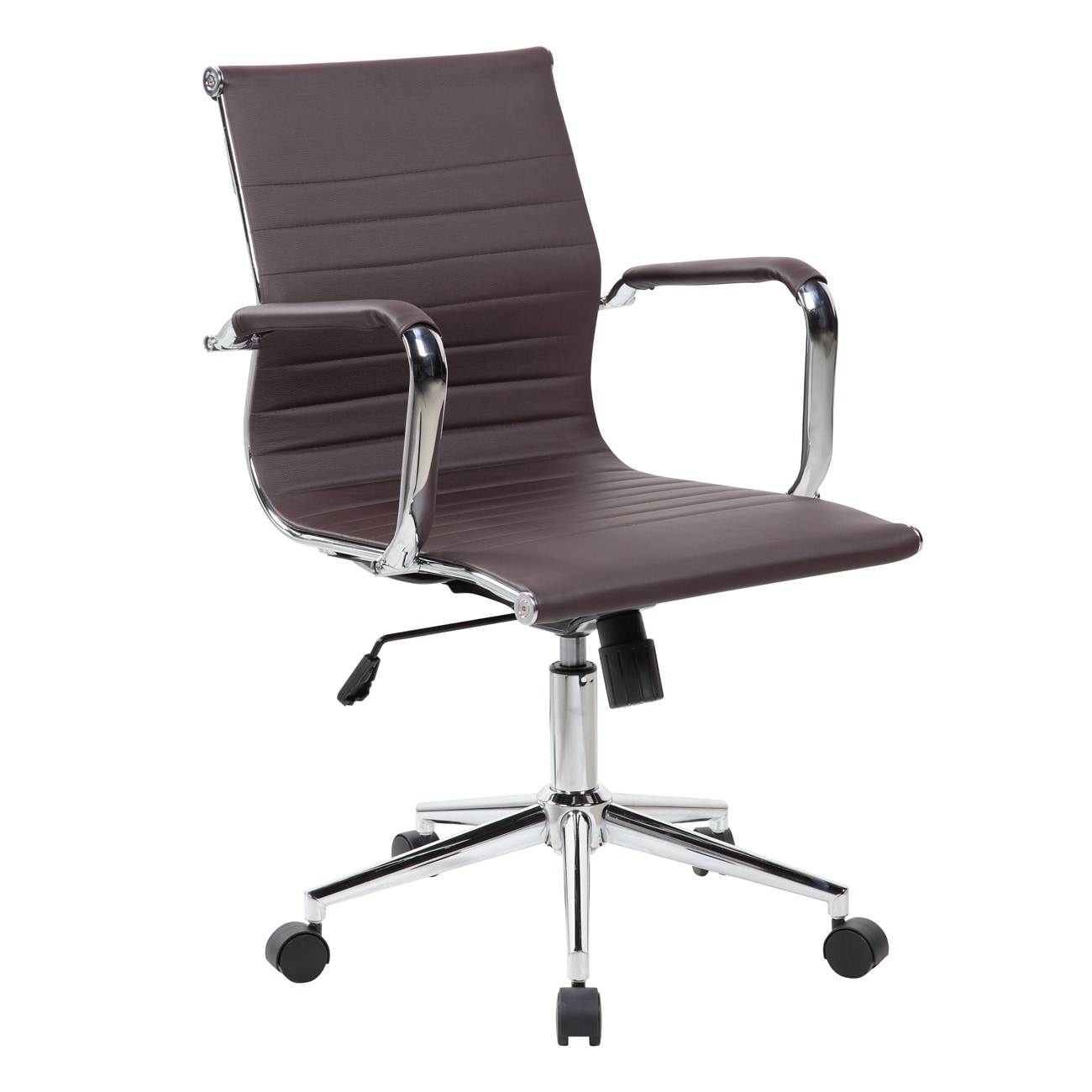Elegant and Modern Ribbed Design Built-in Lumbar Support Executive Office Chair with Pneumatic Seat Height Adjustment