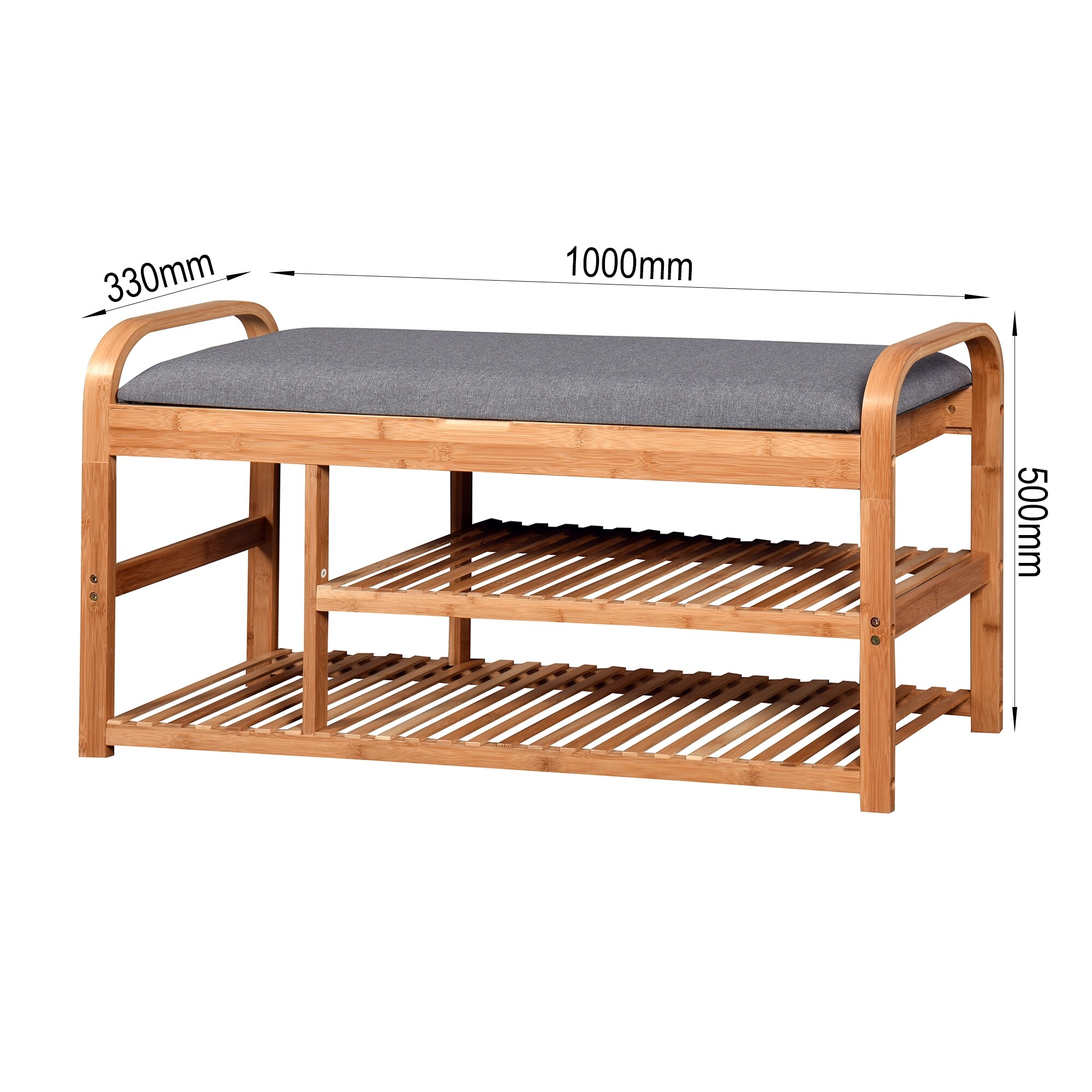 Bamboo Storage Bench Entryway Bench with Flip Storage Compartment - 39.37 x 13 x 19.88 in