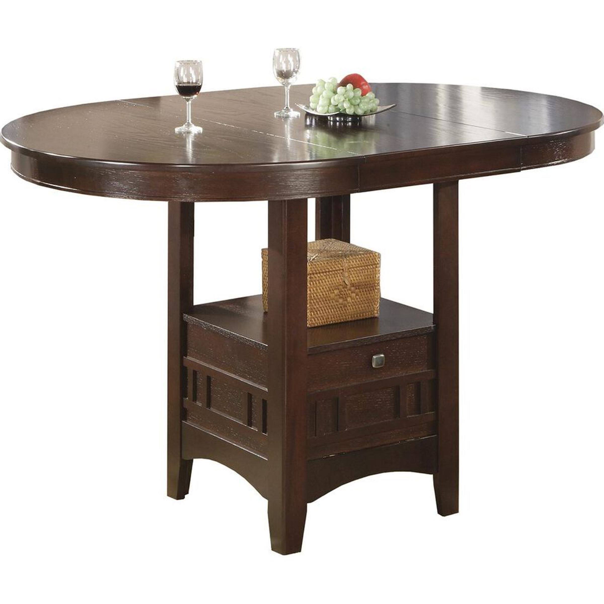 Espresso Extendable Counter-Hight Dining Table with Storage Base