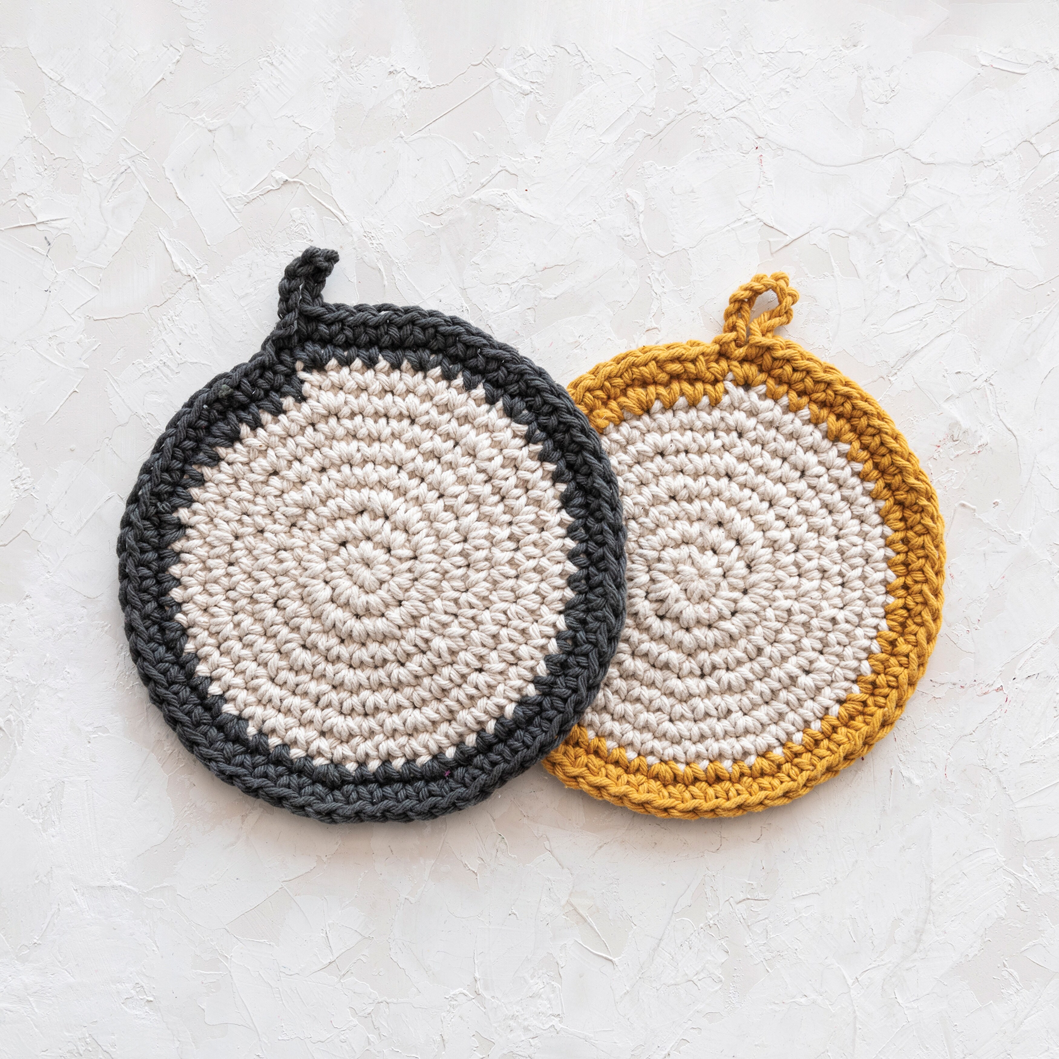 Cotton Crocheted Pot Holders - 8.0"L x 8.0"W x 0.3"H