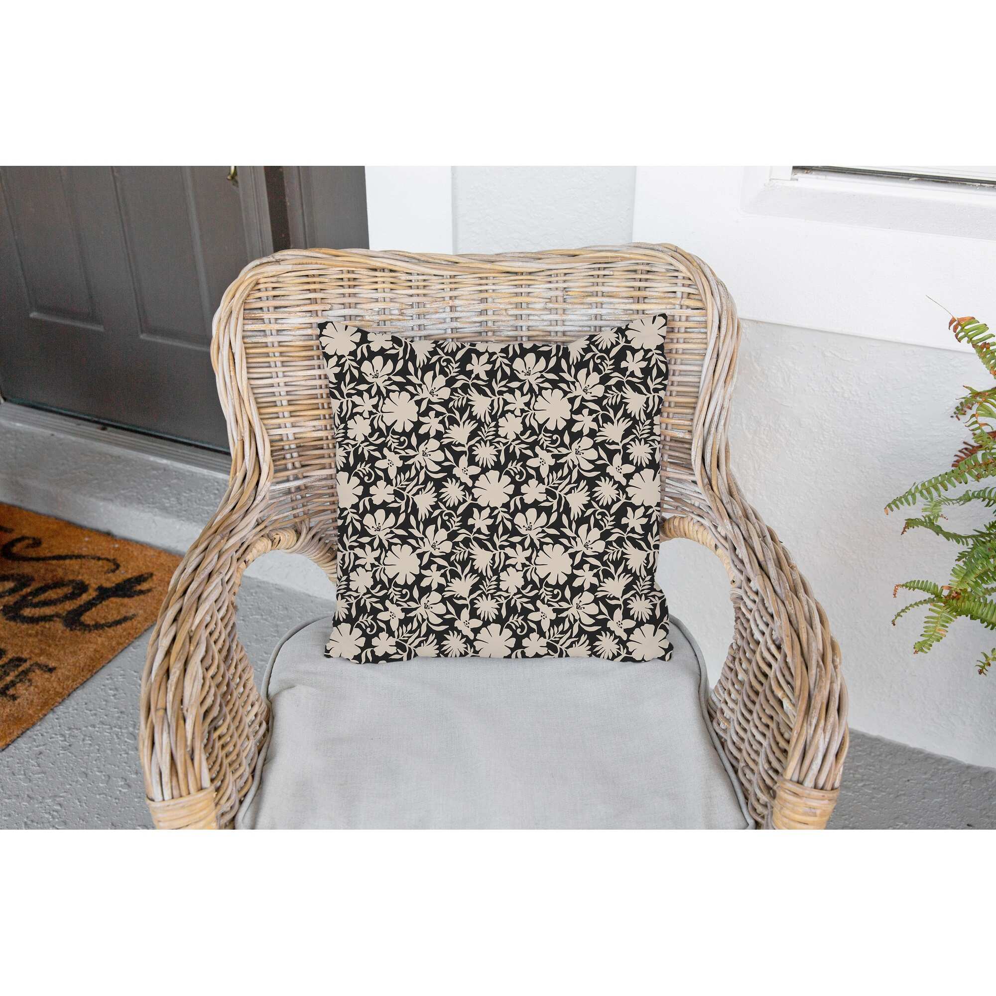 MINI FLORAL CHARCOAL Outdoor Pillow By Kavka Designs