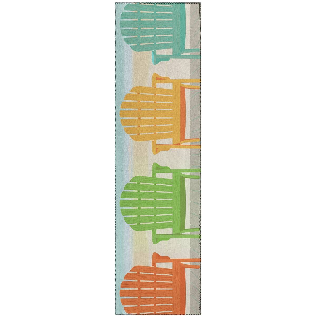 Indoor/Outdoor Harpswell Beach Chairs Washable Rug