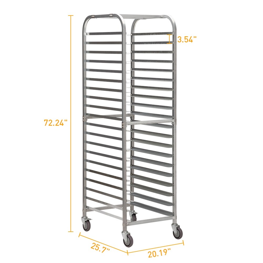 20-Tier Movable Heavy-Duty Metal Pan Rack with 4 Casters