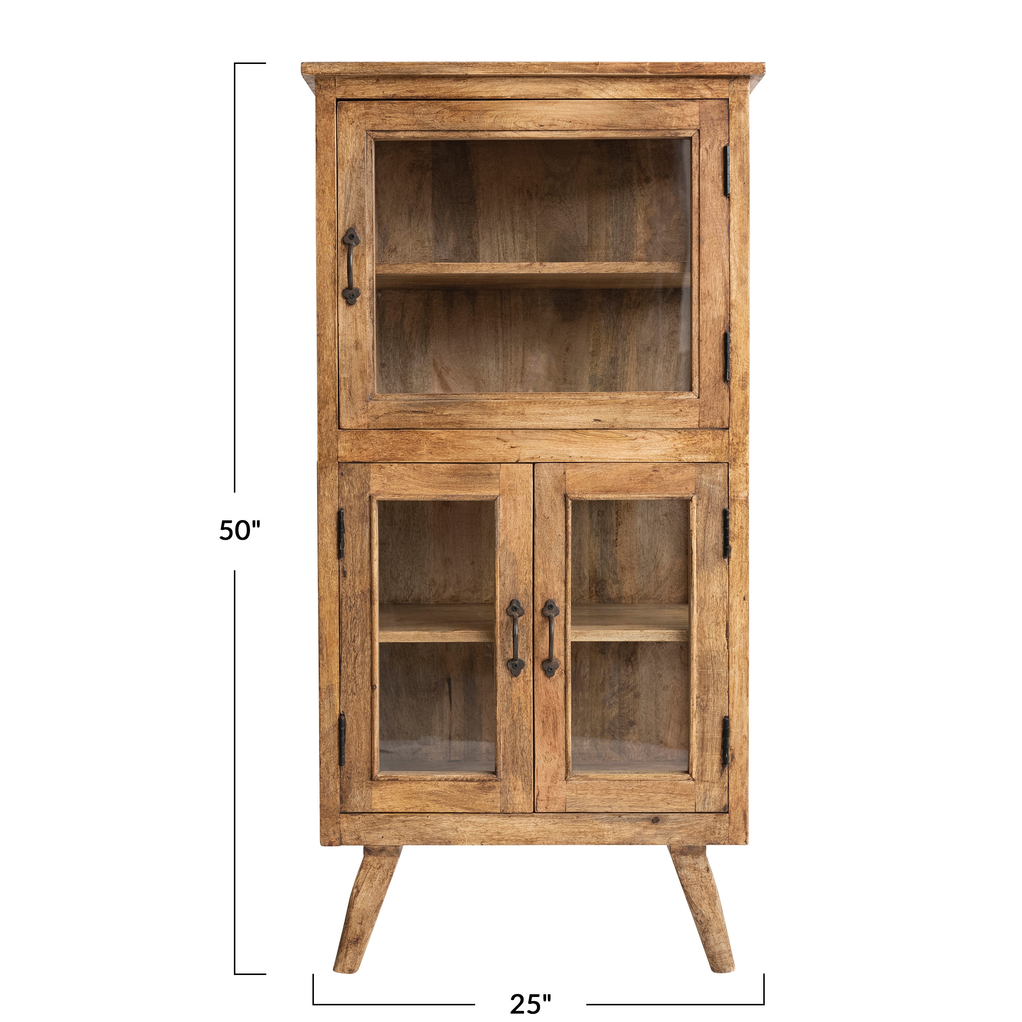 Reclaimed Wood Cabinet with 3 Glass Doors - 25.0"L x 16.0"W x 50.0"H