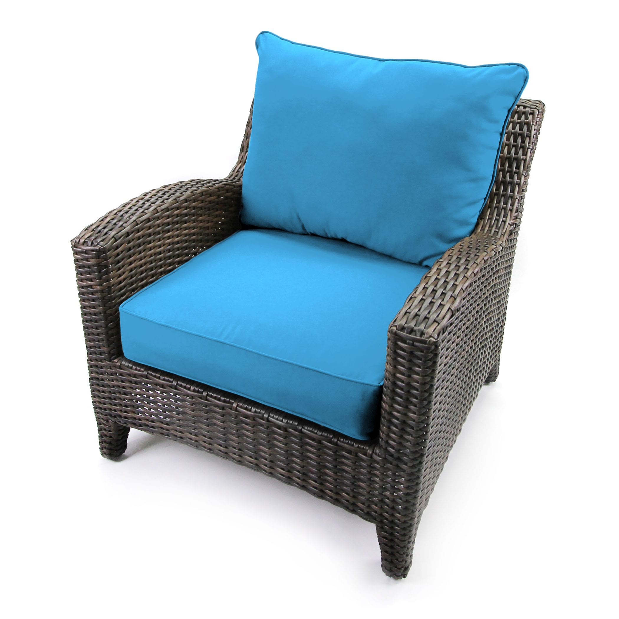 Sunbrella 24" x 46.5" Blue Solid Outdoor Deep Seat Chair Cushion Set with Welt - 46.5'' L x 24'' W x 6'' H