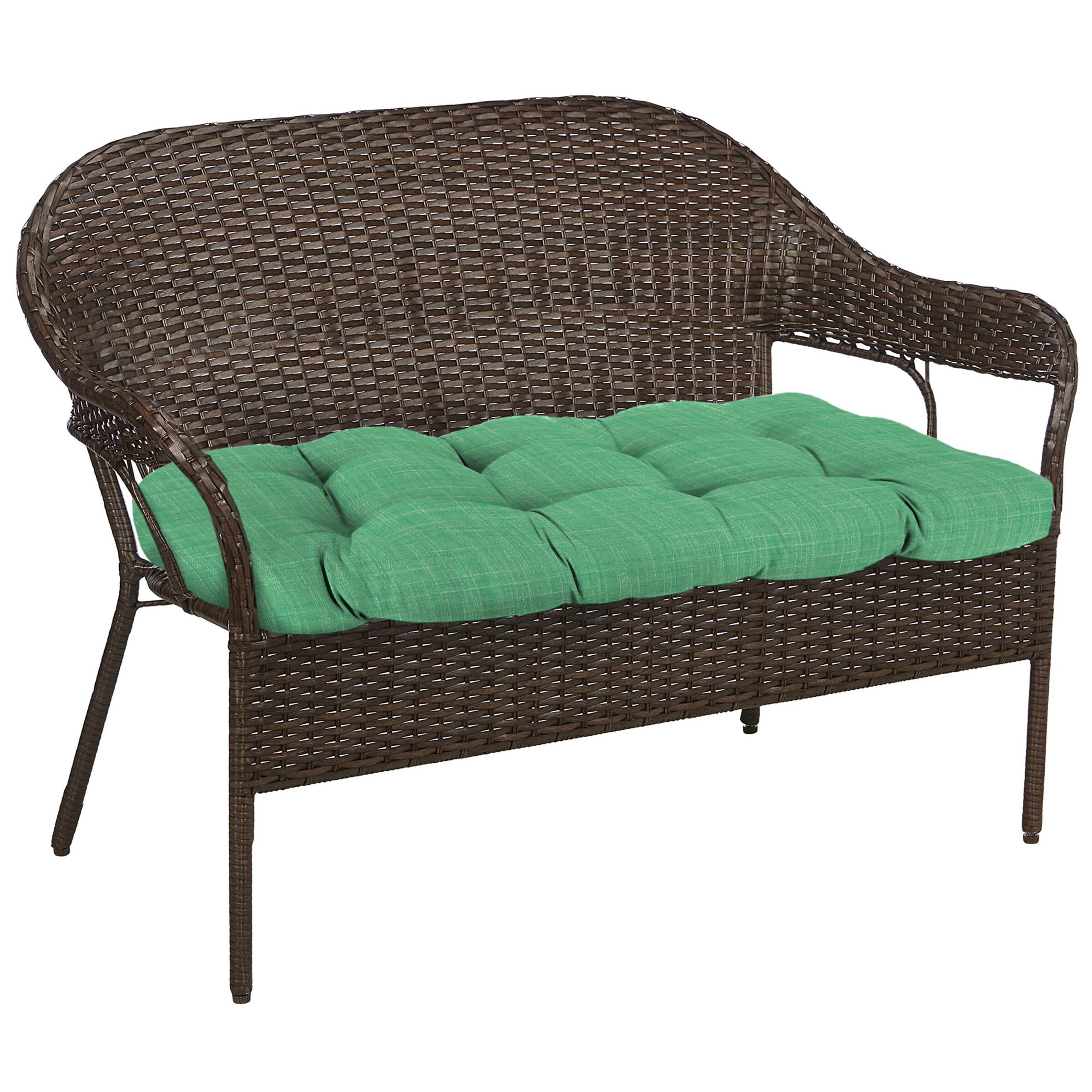 44" x 18" Green Solid Outdoor Wicker Bench Cushion - 18'' L x 44'' W x 4'' H