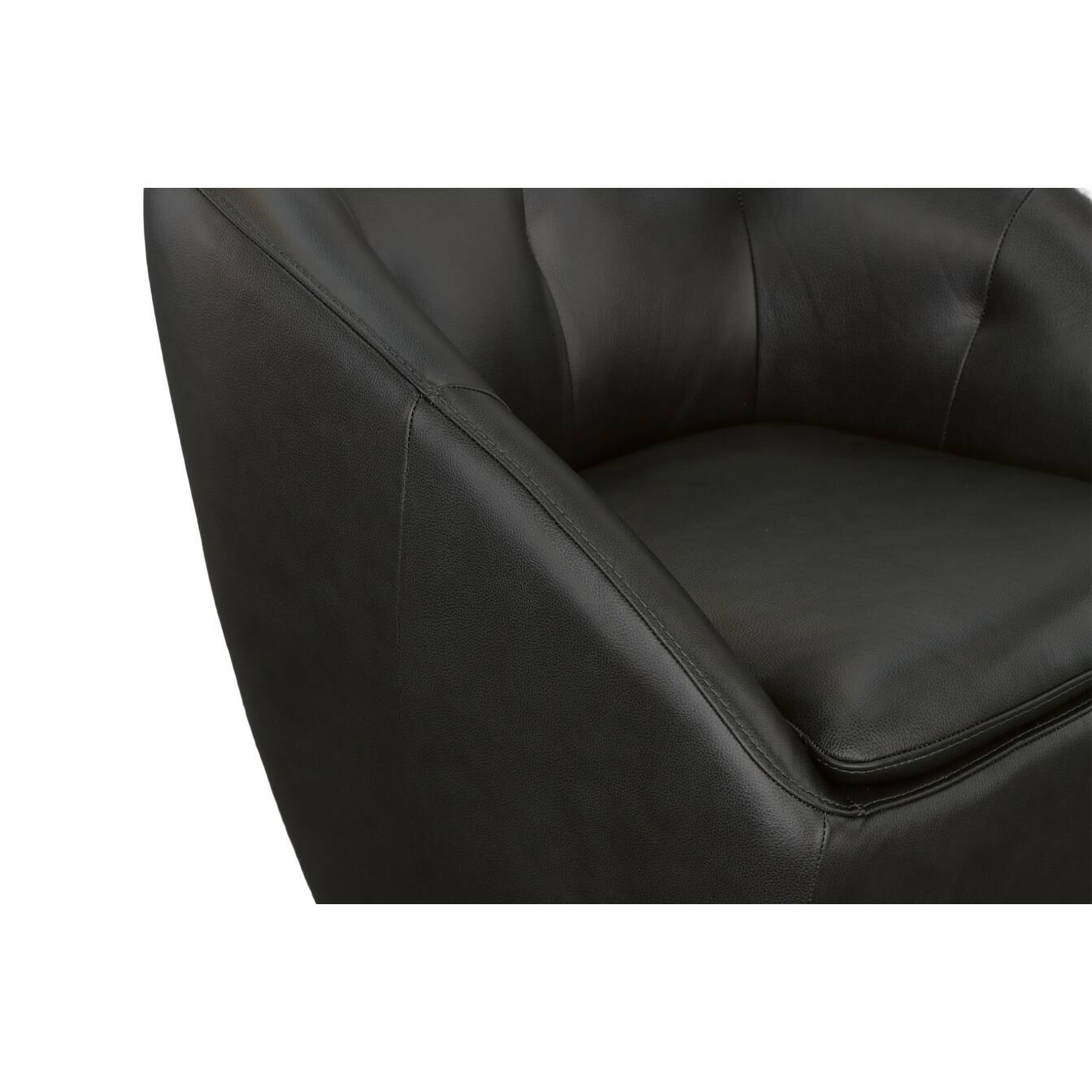 Homestyles Wade Black Leather Swivel Chair - 30" x 30" x 32"