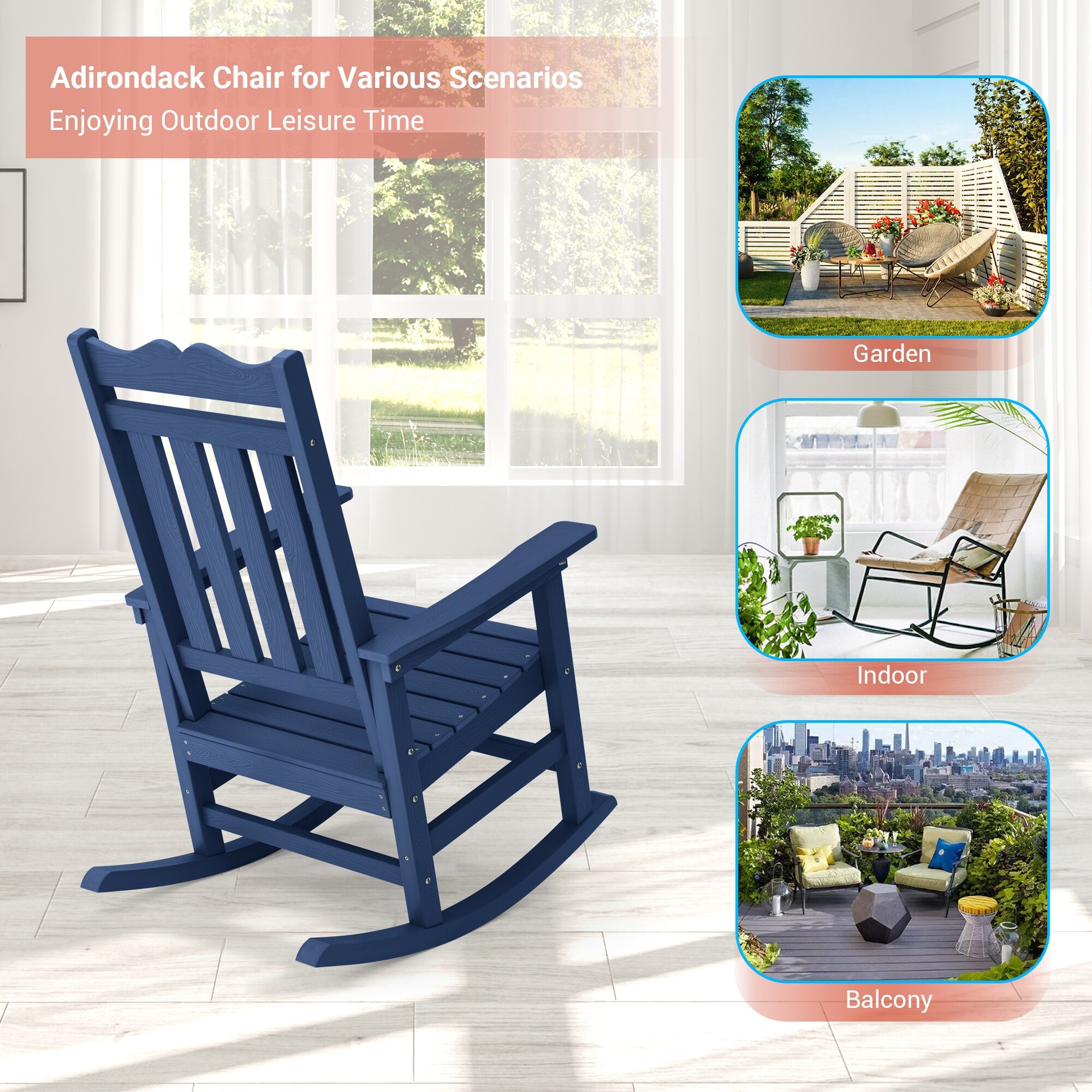 AOOLIMICS Patio Adirondack Chair,Outdoor Lounge Rocking Chair Fire Pit