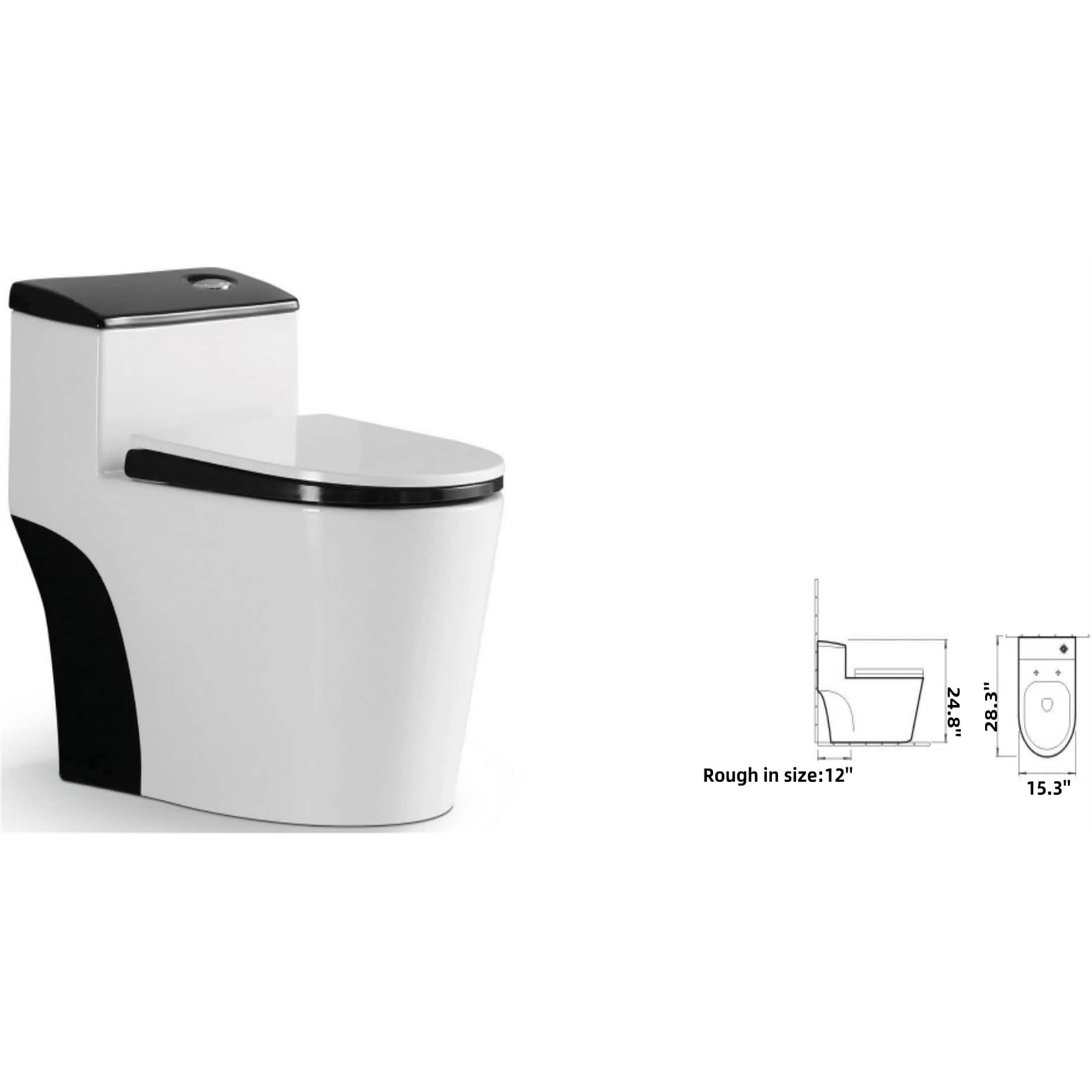 White Black One Piece Toilet (Seat Included)