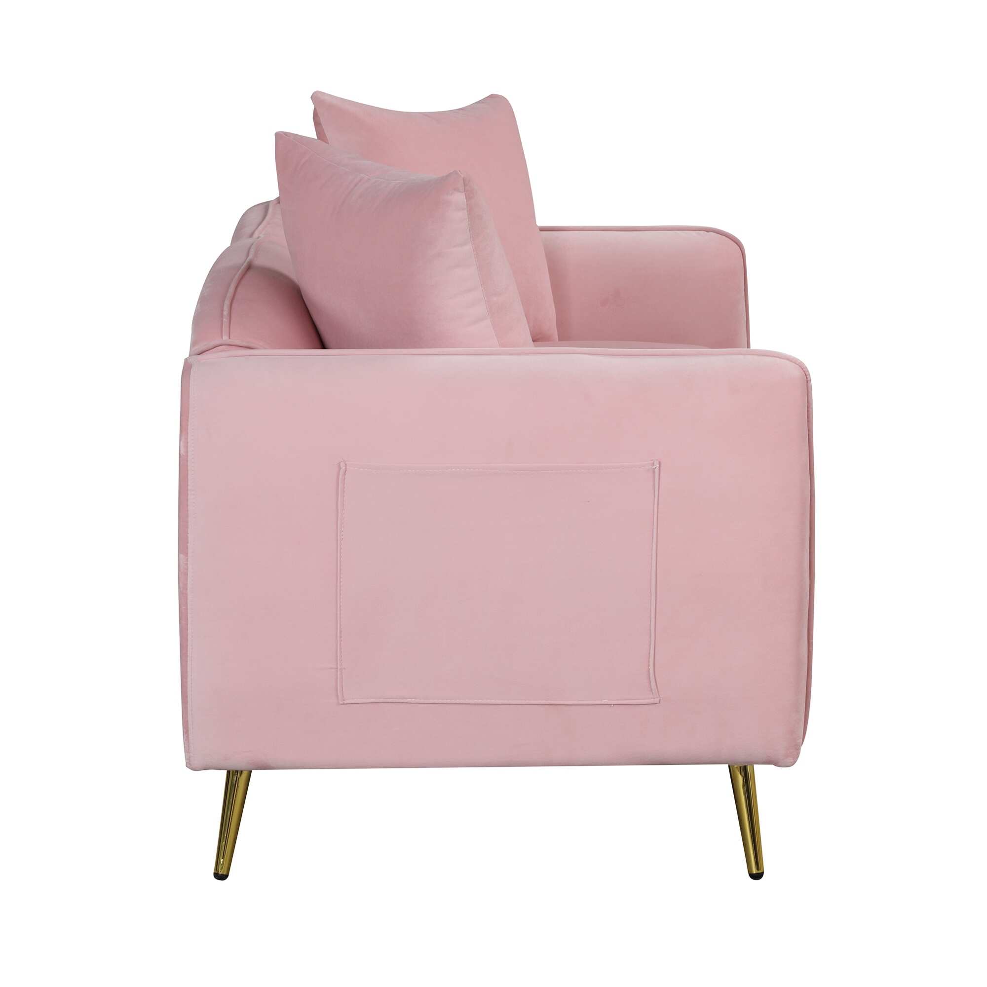 57.8" Velvet Upholstered Loveseat Sofa, Loveseat Couch with 2 Pillows and Golden Metal Legs
